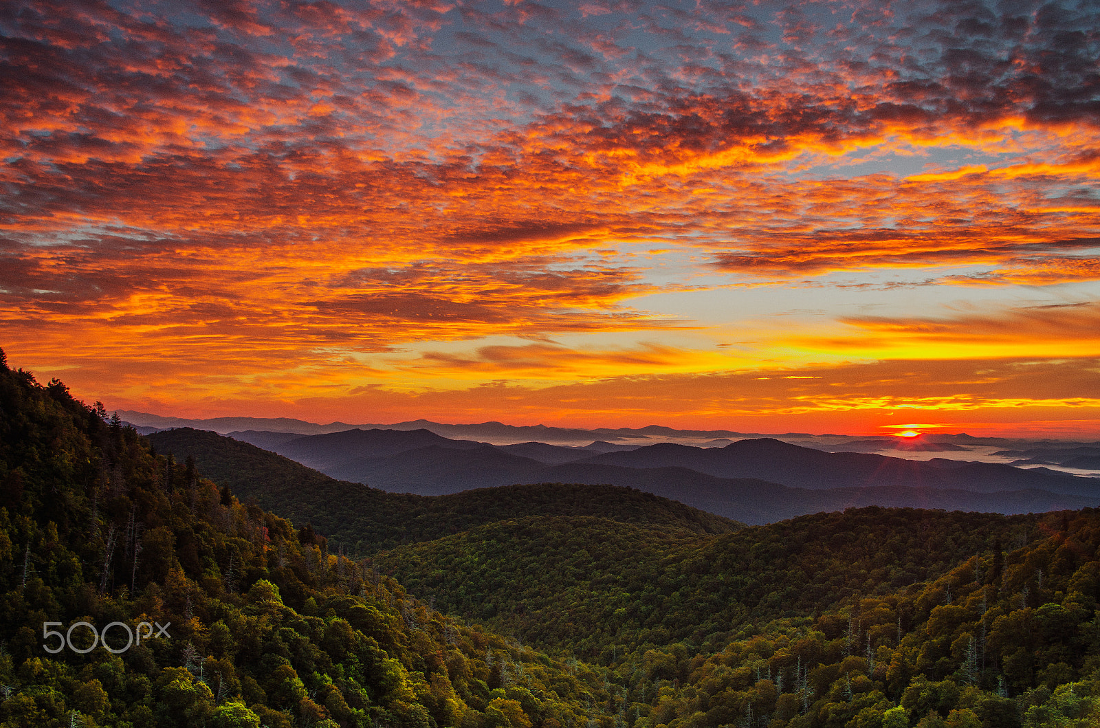 Pentax K-5 IIs sample photo. Sunrise blue ridge parkway. photography