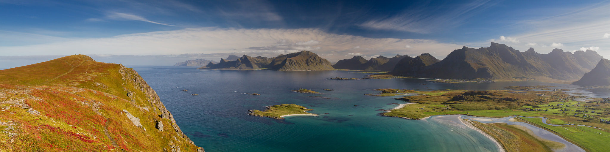 Canon EOS 7D sample photo. Panorama of the lofoten mountain range from the peak of the rore photography