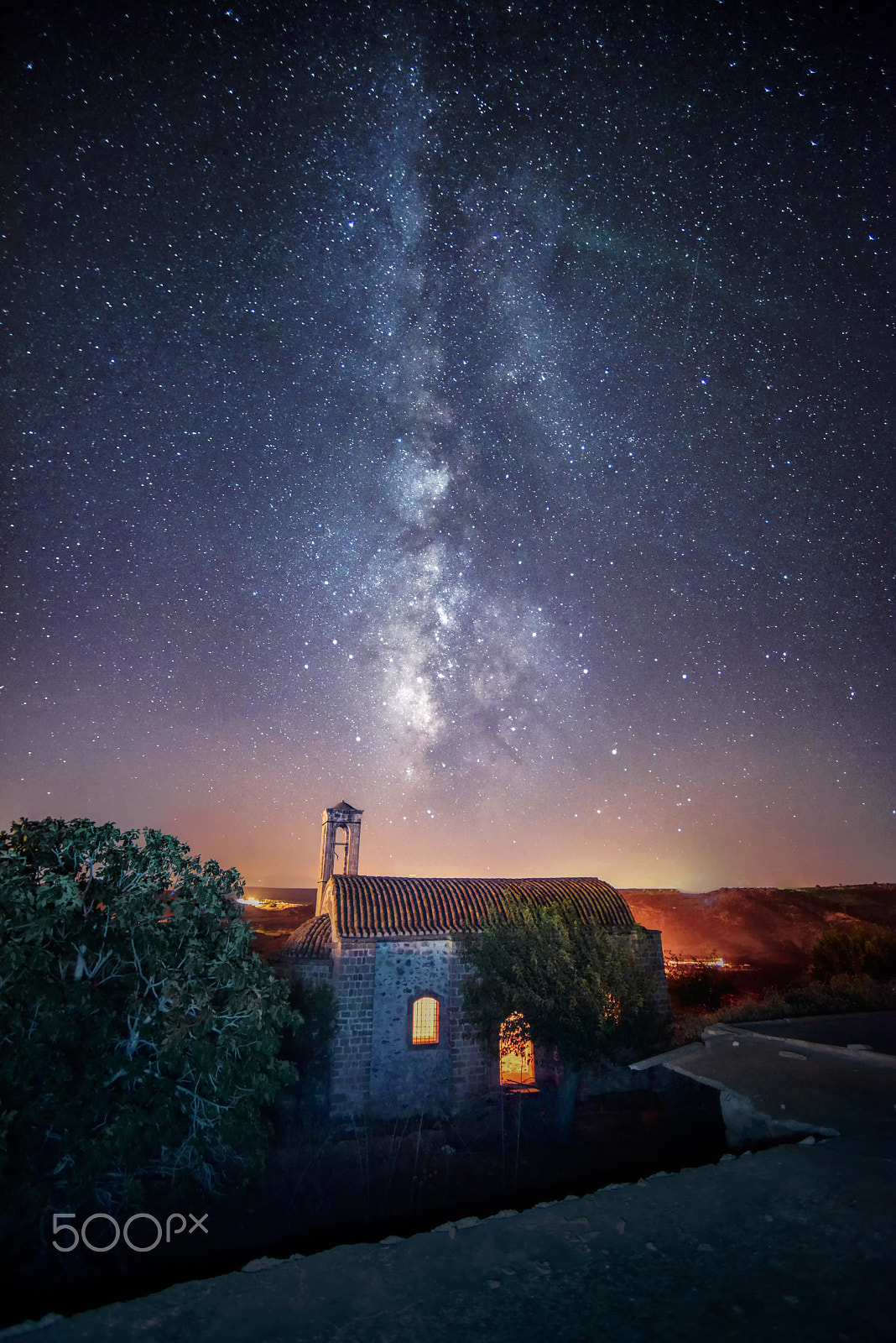 Nikon D810 sample photo. Milkyway over abandoned church photography