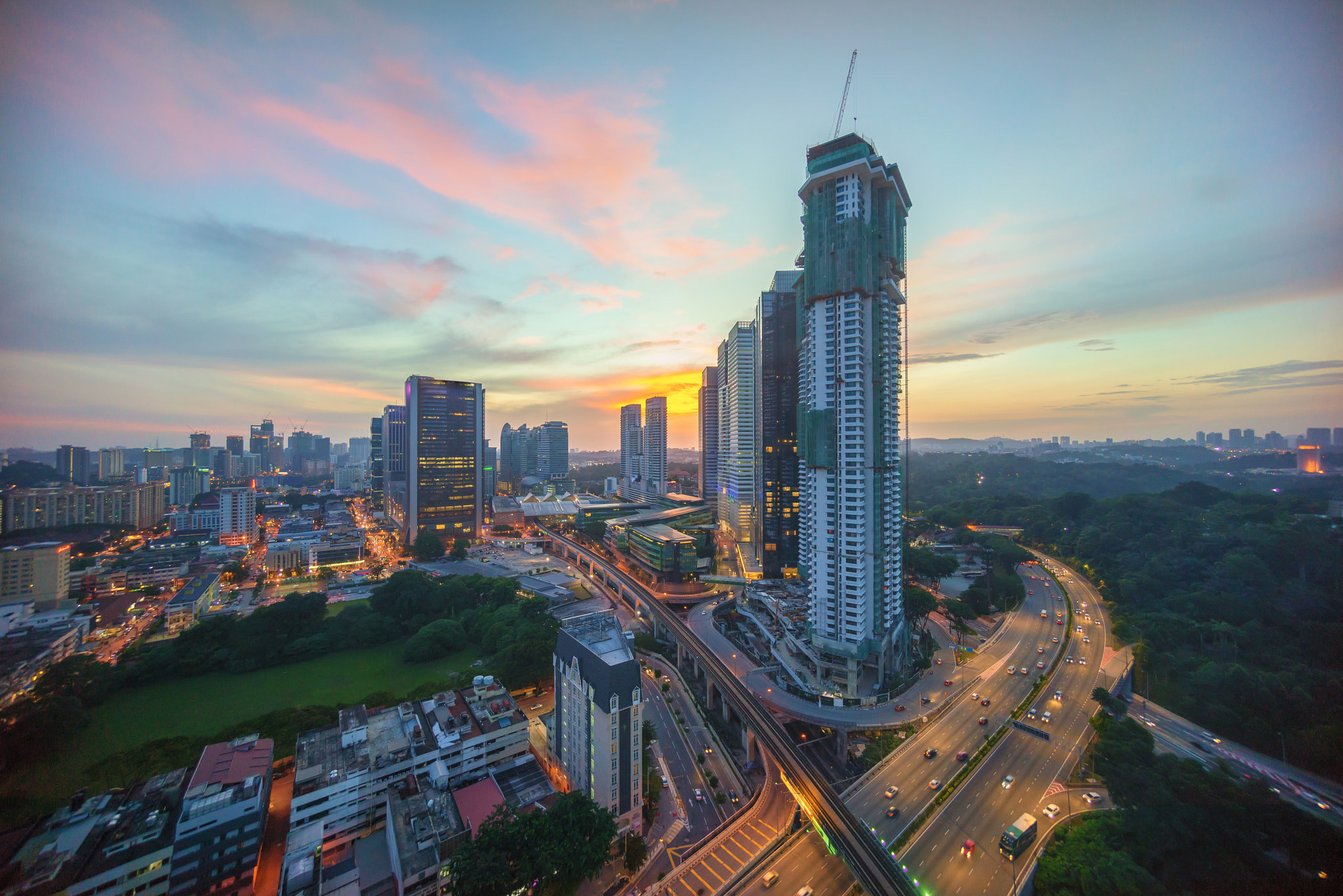 Sony a7R sample photo. Majestic sunset sky over kuala lumpur downtown photography