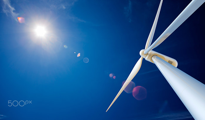 Canon EOS-1Ds Mark III + Canon EF 20mm F2.8 USM sample photo. Wind turbine and sun from below photography