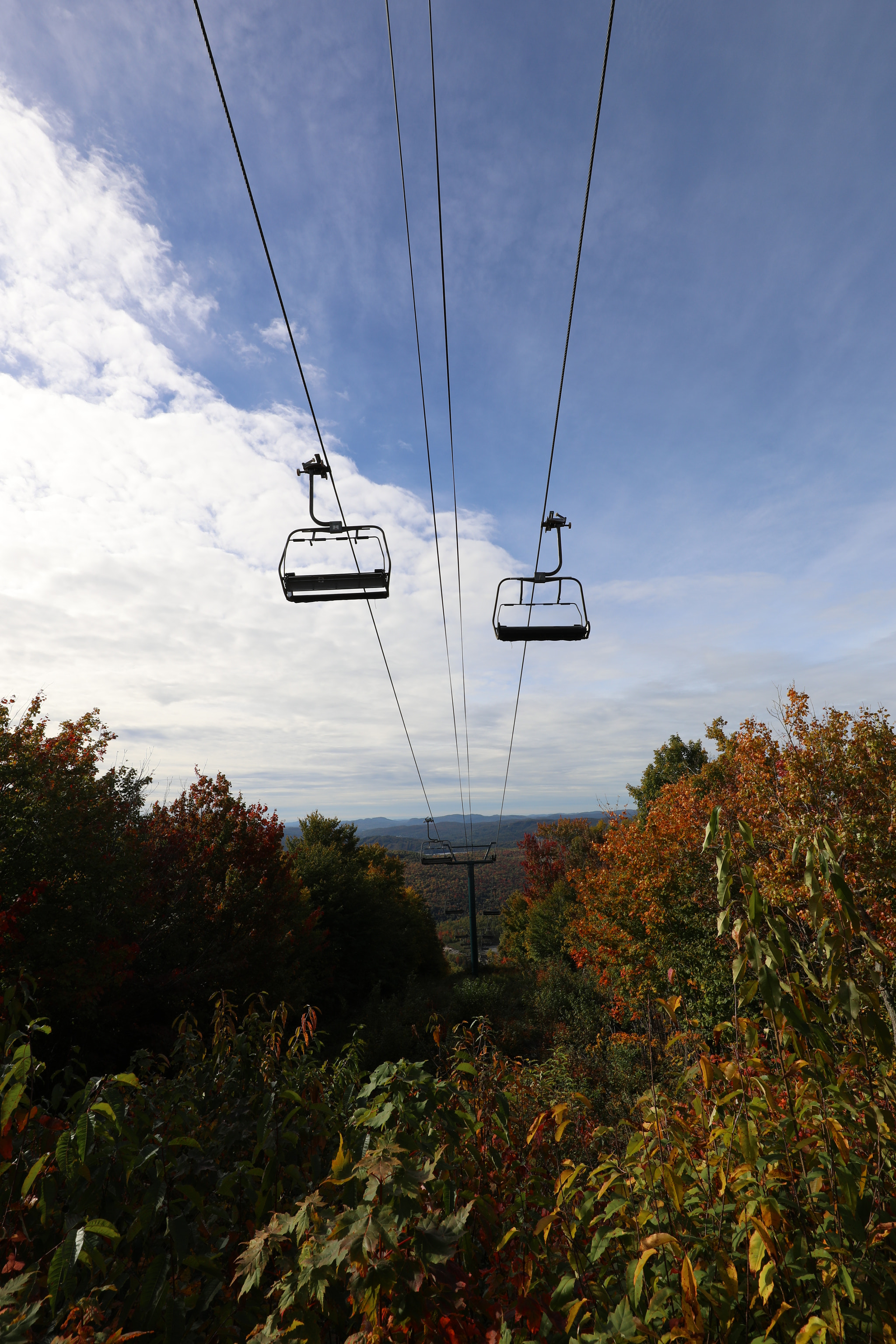 Canon EF 16-35mm F4L IS USM sample photo. Chair lift with fall colours photography