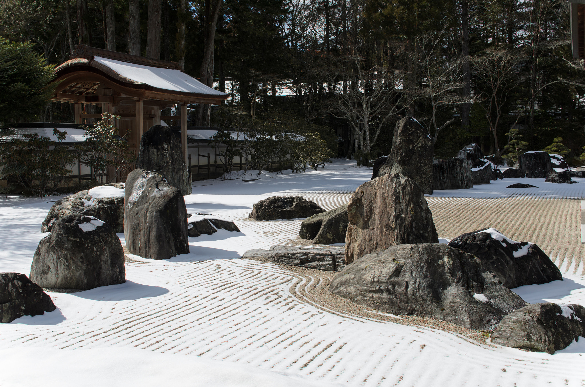 Nikon D7000 + Sigma 30mm F1.4 EX DC HSM sample photo. Japanese garden with snow photography