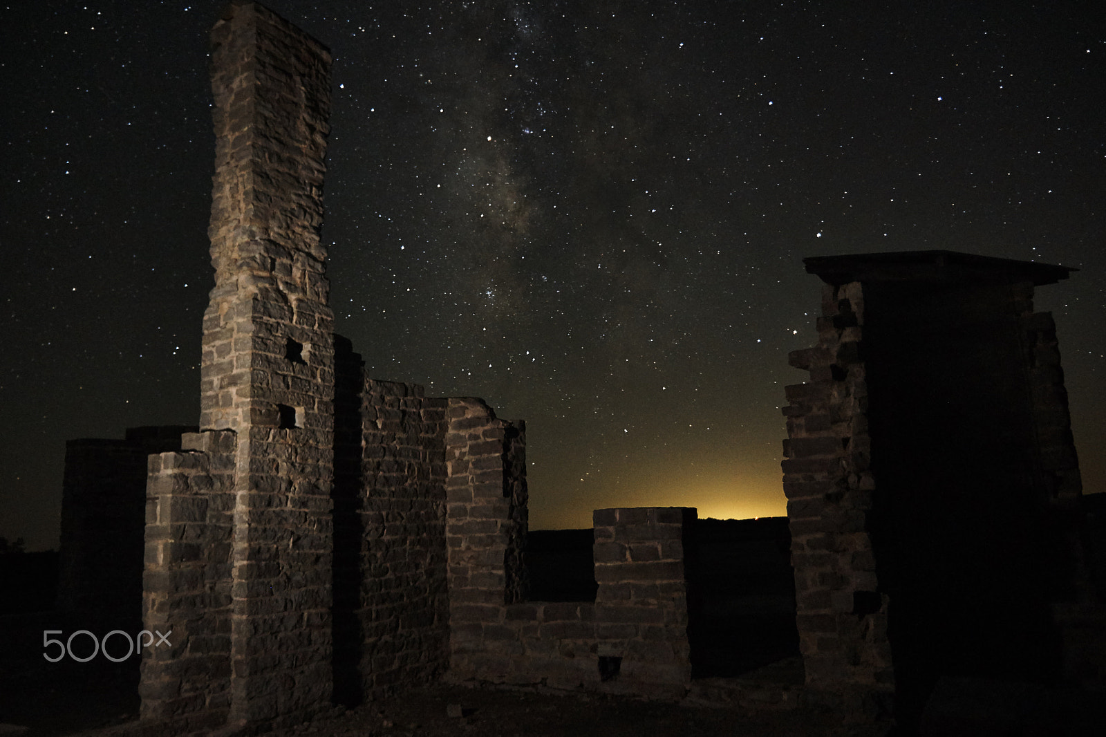 Sony a6000 + Sony E 18-55mm F3.5-5.6 OSS sample photo. Milky way over ruins of old texas fort photography