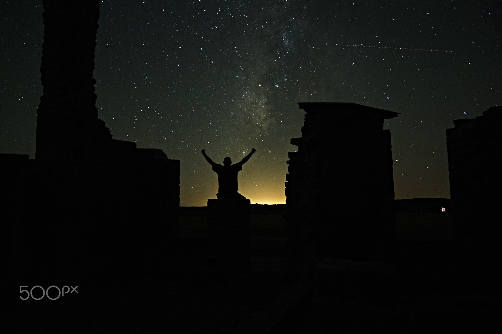 Sony a6000 + Sony E 18-55mm F3.5-5.6 OSS sample photo. The milky way with silhouette of man. photography