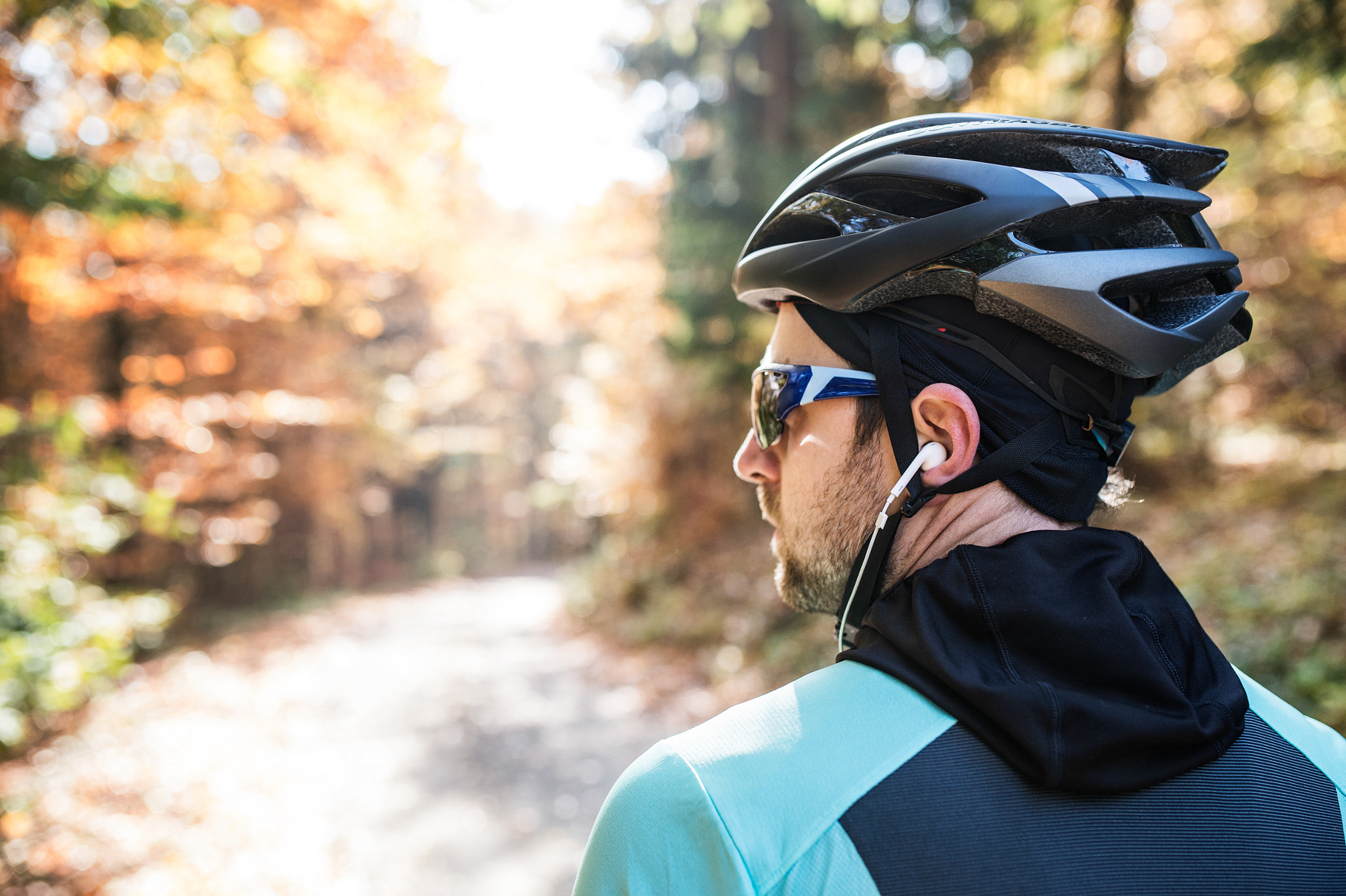 Nikon D4S sample photo. Young sportsman riding his bicycle outside in sunny autumn natur photography