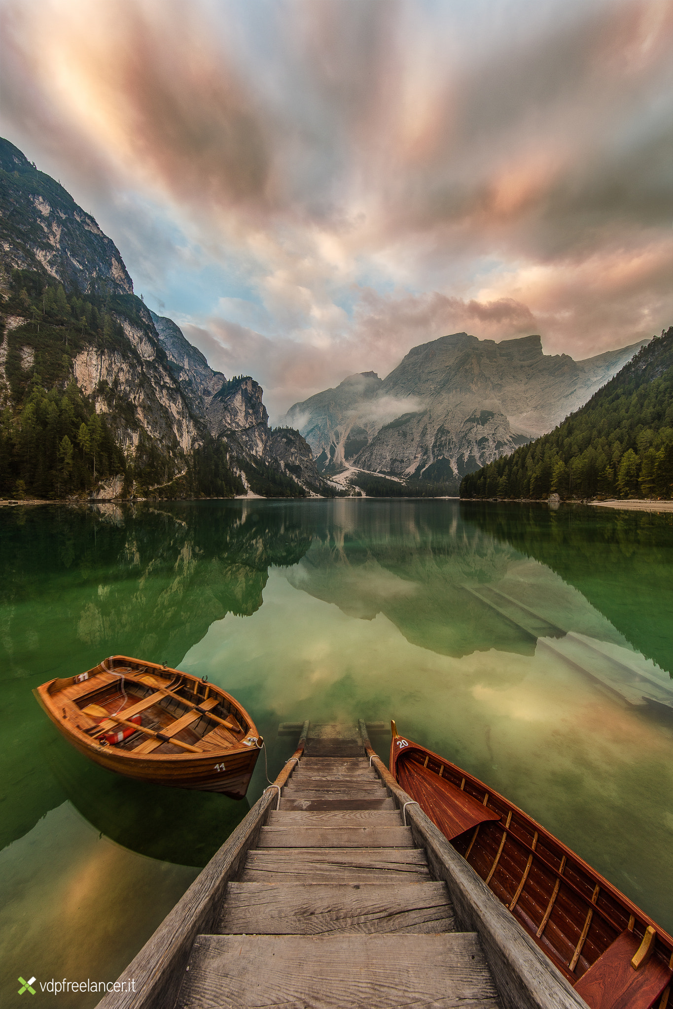 Canon EOS 5DS sample photo. Sunrise in braies lake photography