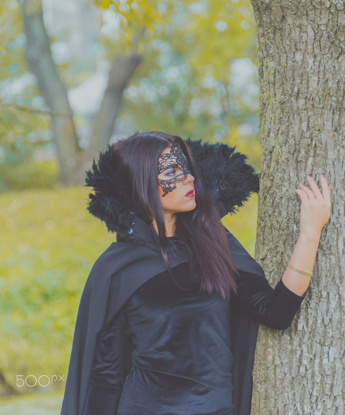 Nikon D7000 + Sigma 18-250mm F3.5-6.3 DC OS HSM sample photo. Beautiful girl in a black mask and a dress. photography