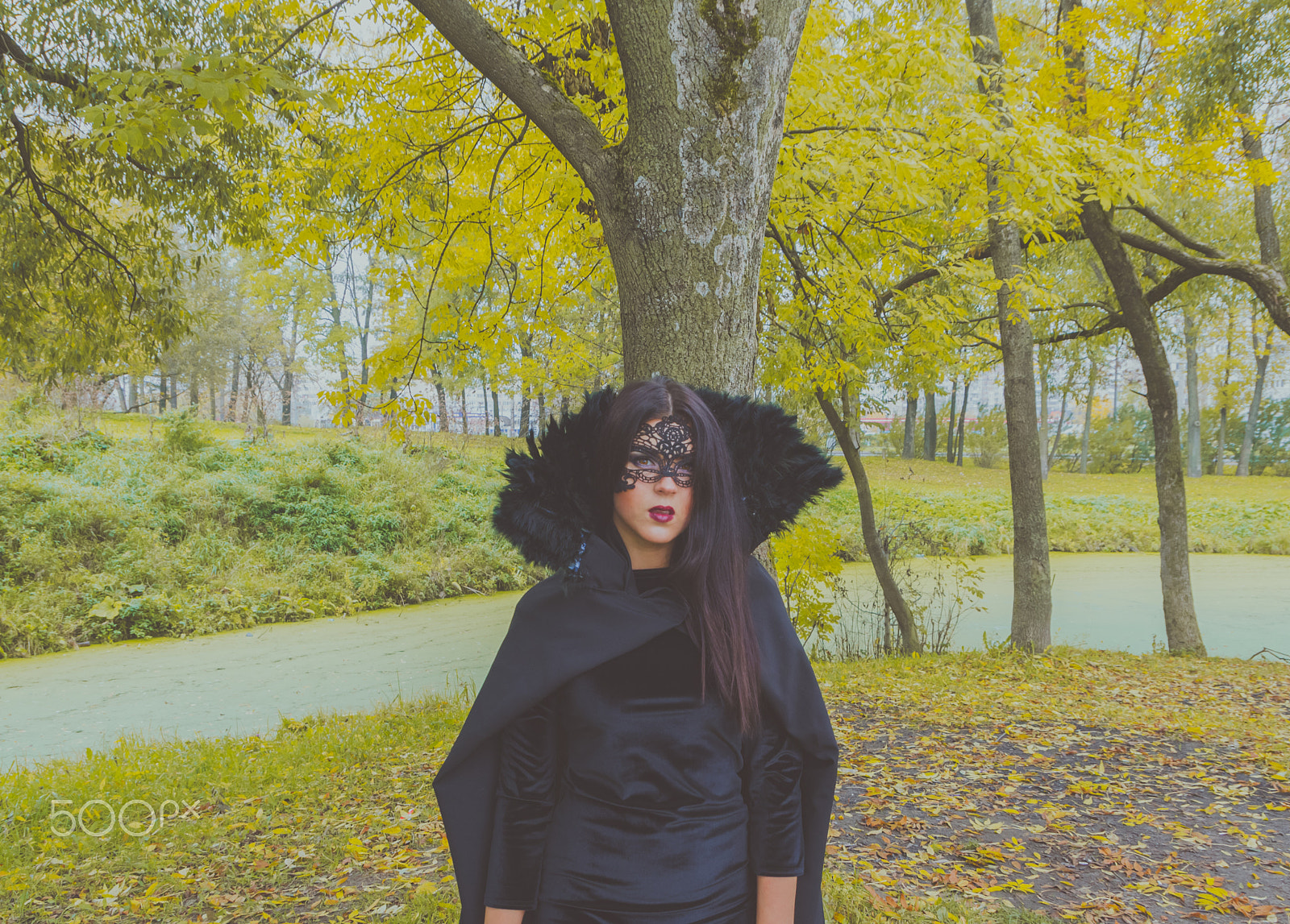 Sigma 18-250mm F3.5-6.3 DC OS HSM sample photo. Beautiful girl in a black mask and a dress. photography