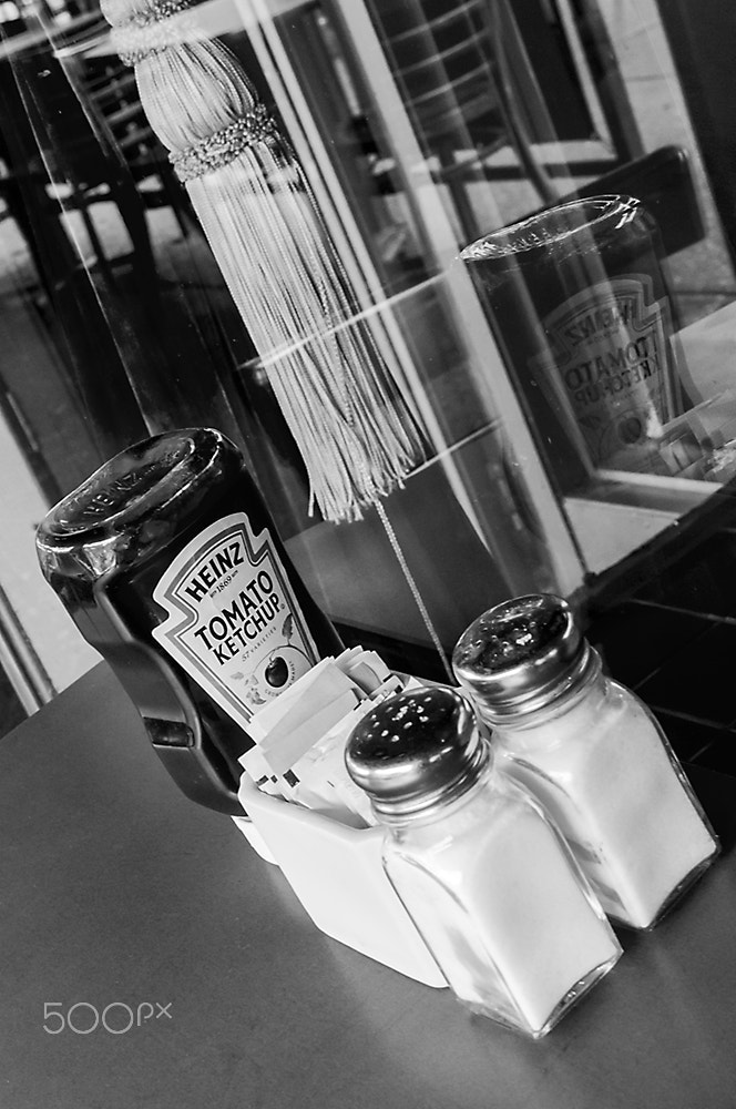 Nikon AF Nikkor 24-85mm F2.8-4D IF sample photo. Condiments (b&w) photography