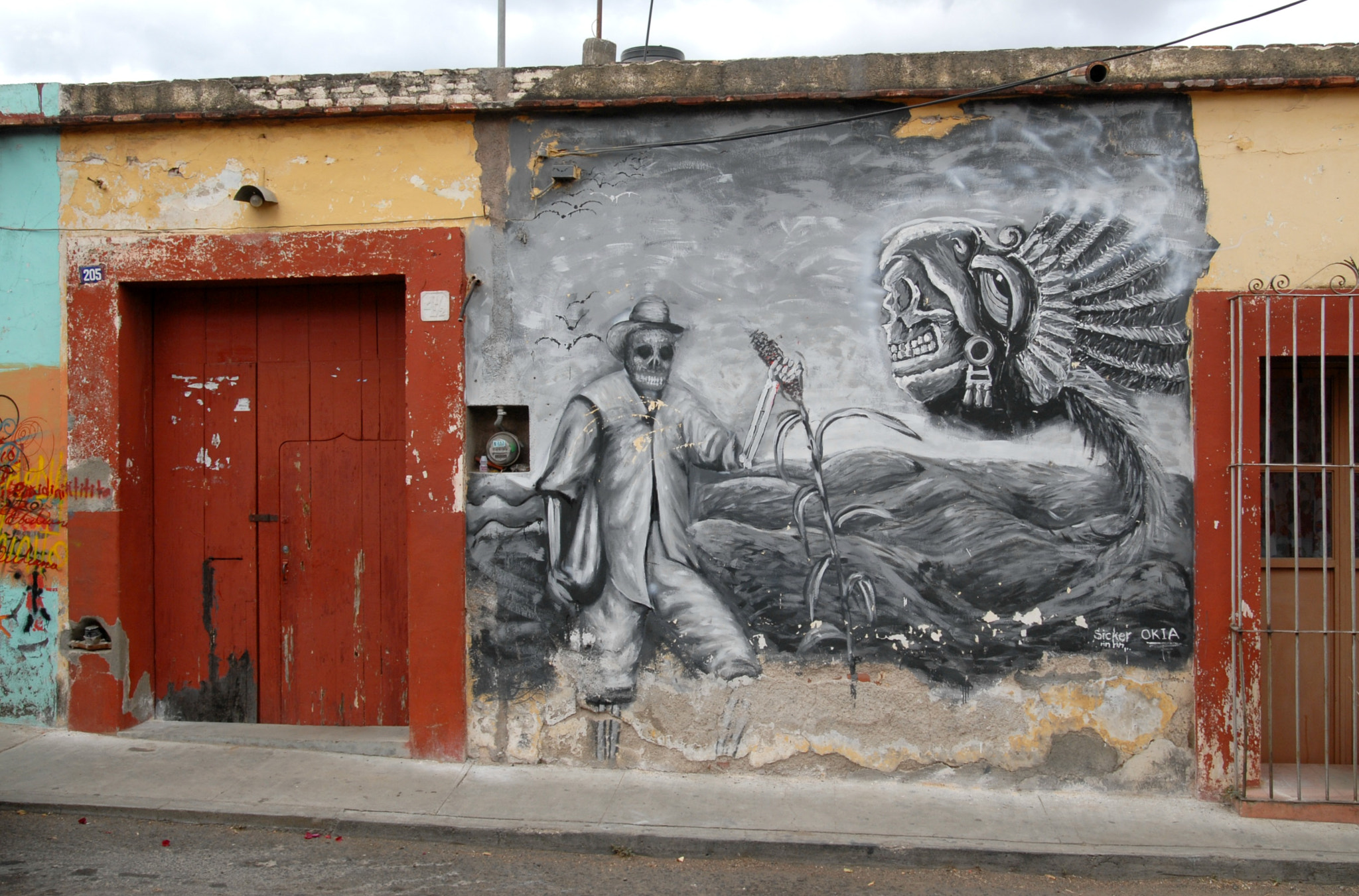 Nikon D200 + Sigma 18-50mm F2.8 EX DC Macro sample photo. Day of the dead mural oaxaca mexico photography