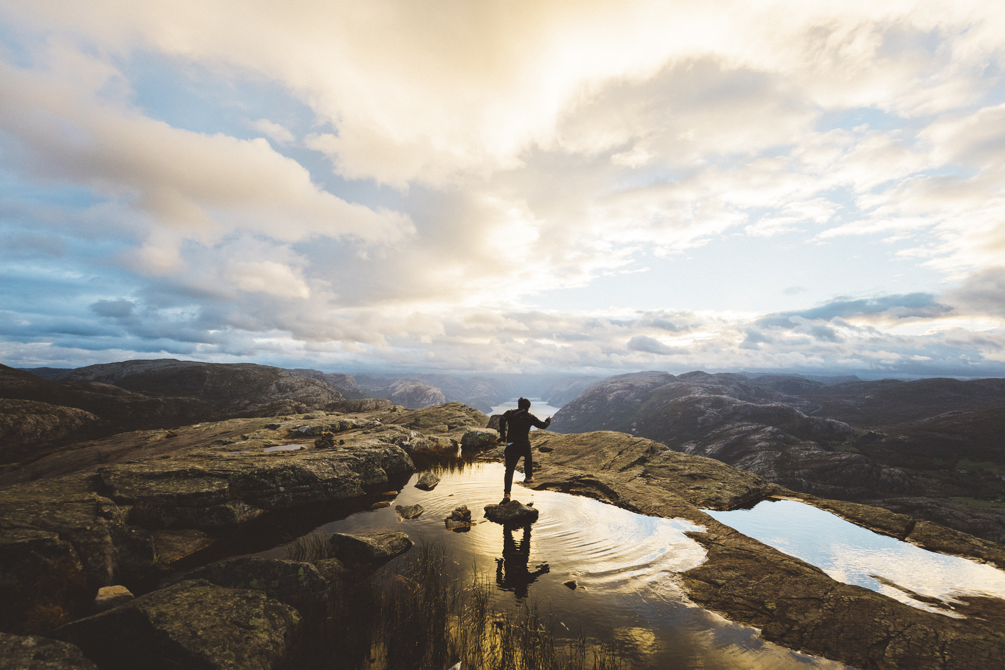 Canon EOS 5DS R + Canon EF 16-35mm F4L IS USM sample photo. Sunrise above preikestolen,norway photography