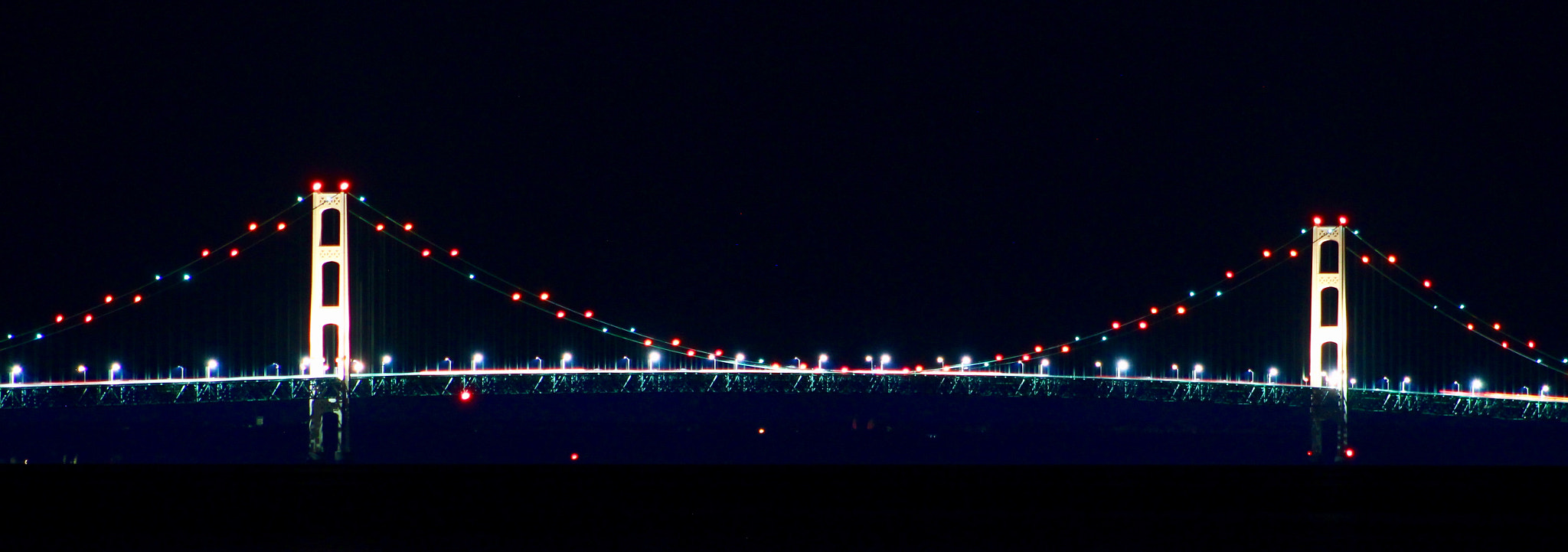 Canon EF 75-300mm f/4-5.6 USM sample photo. Mackinaw bridge at night. photography