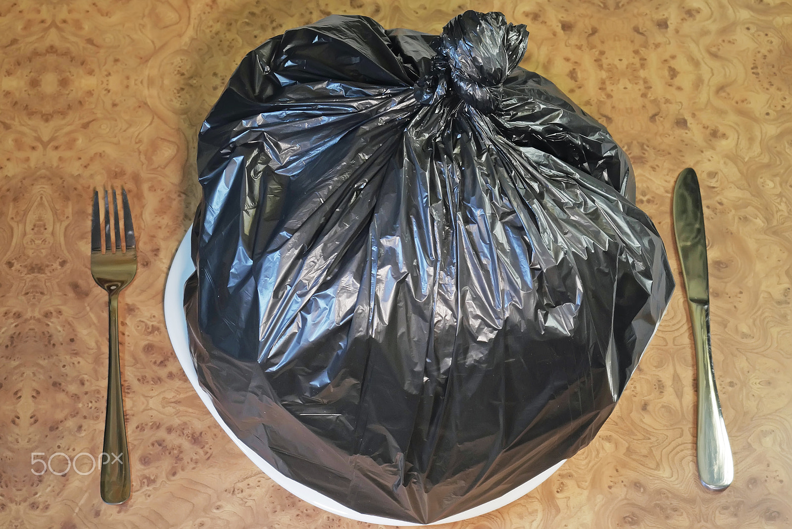 Panasonic Lumix DMC-GX85 (Lumix DMC-GX80 / Lumix DMC-GX7 Mark II) sample photo. Food garbage with fork and knife photography