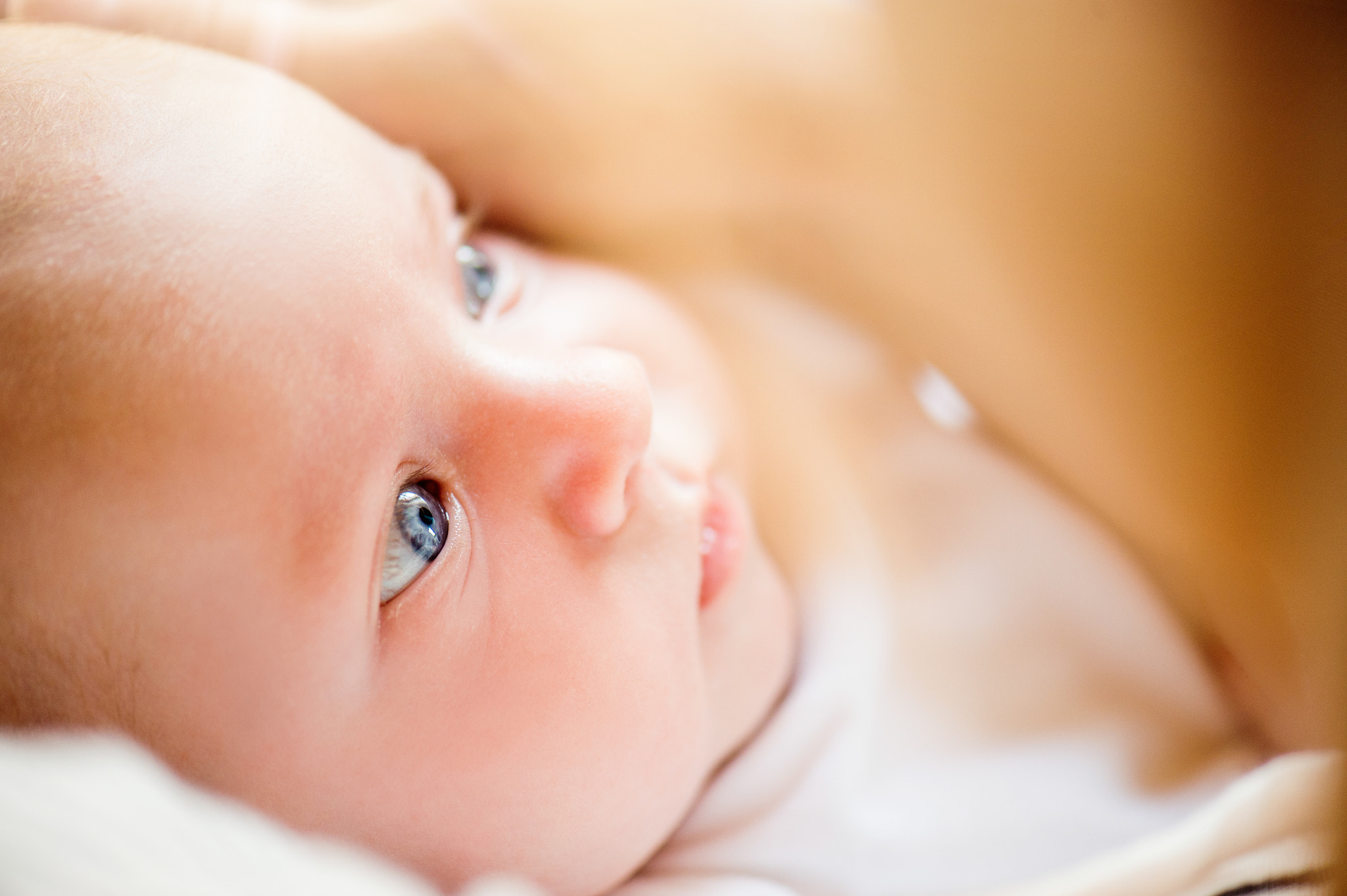 Nikon D4S sample photo. Little baby boy lying in wooden crib, close up photography