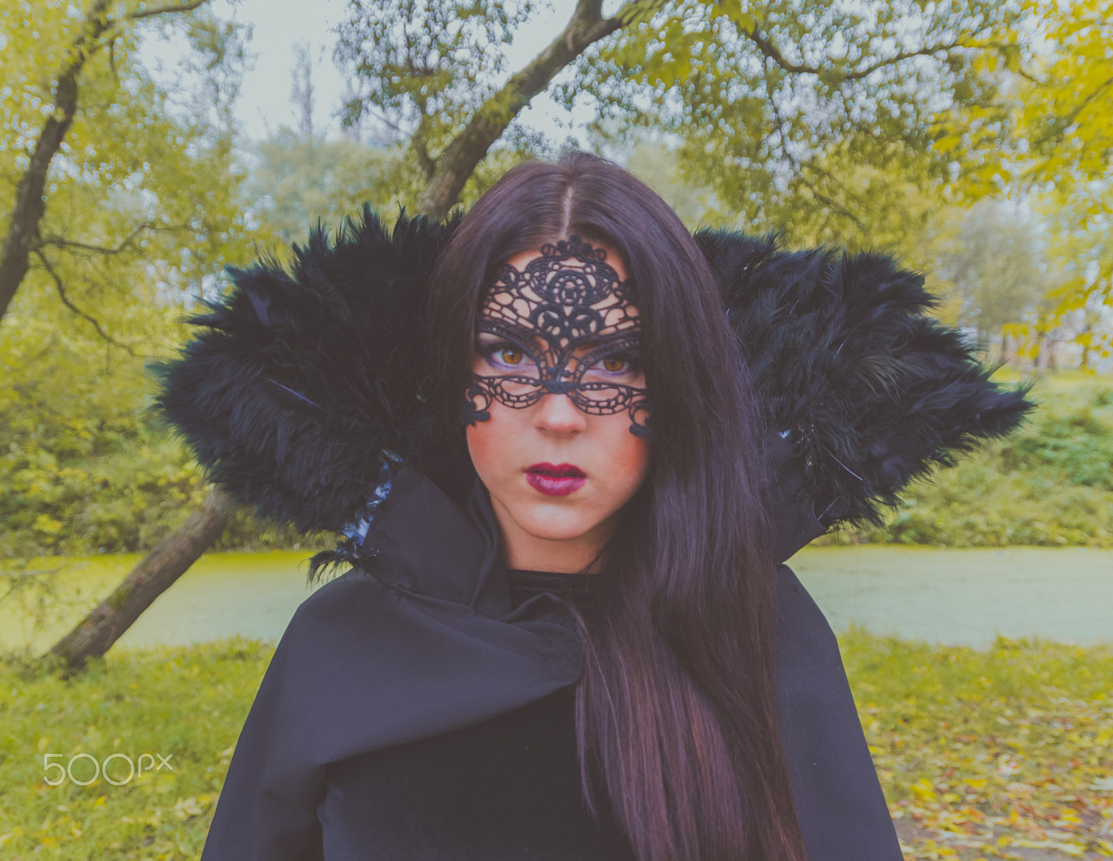 Nikon D7000 sample photo. Beautiful girl in a black mask and mantle photography