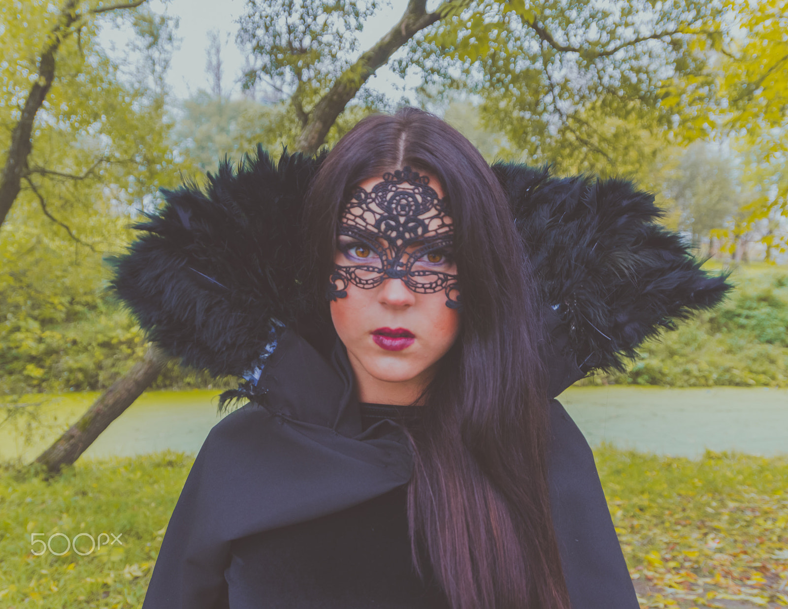 Sigma 18-250mm F3.5-6.3 DC OS HSM sample photo. Beautiful girl in a black mask and mantle photography