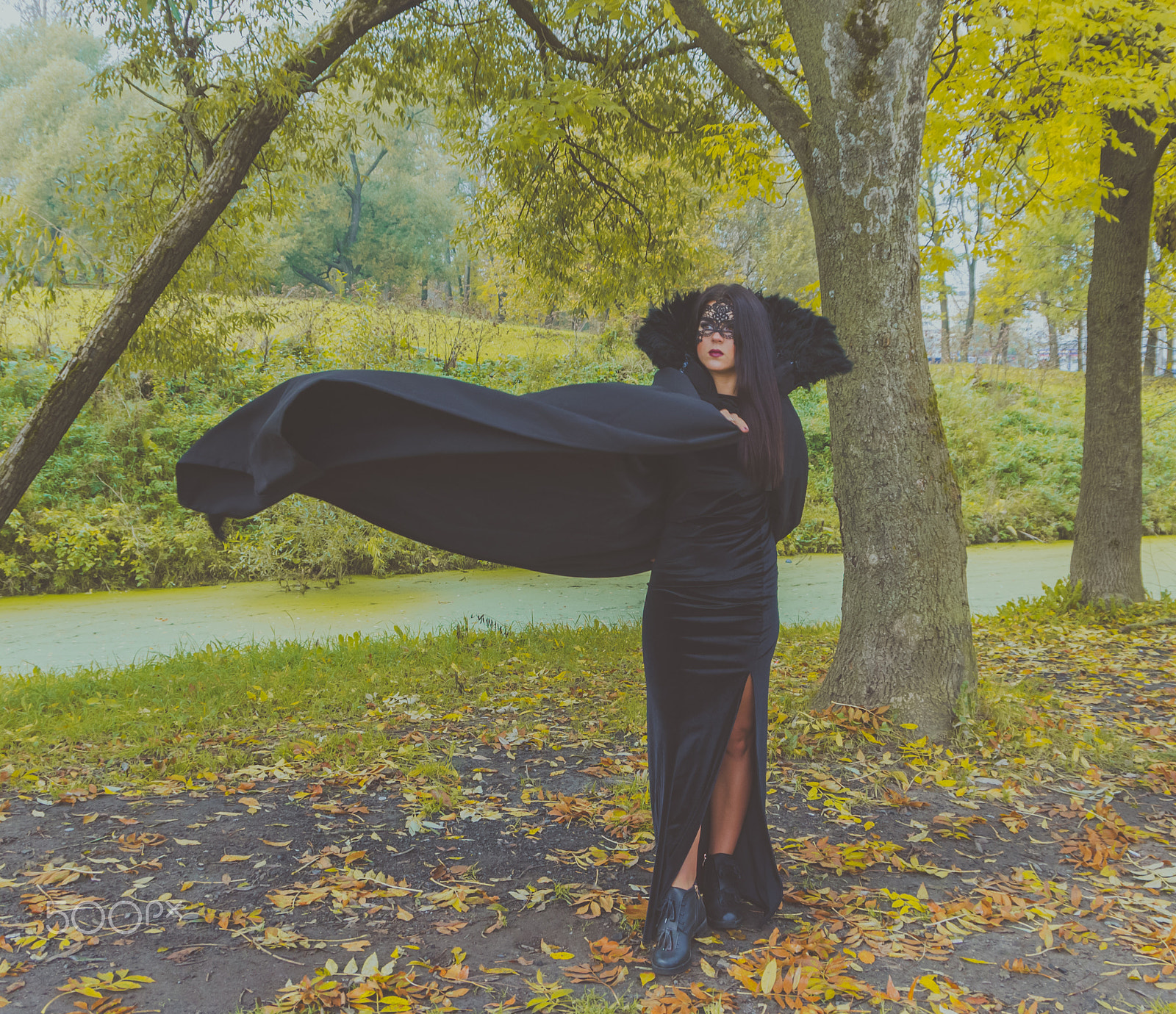 Nikon D7000 sample photo. Beautiful girl in a black mask and mantle photography