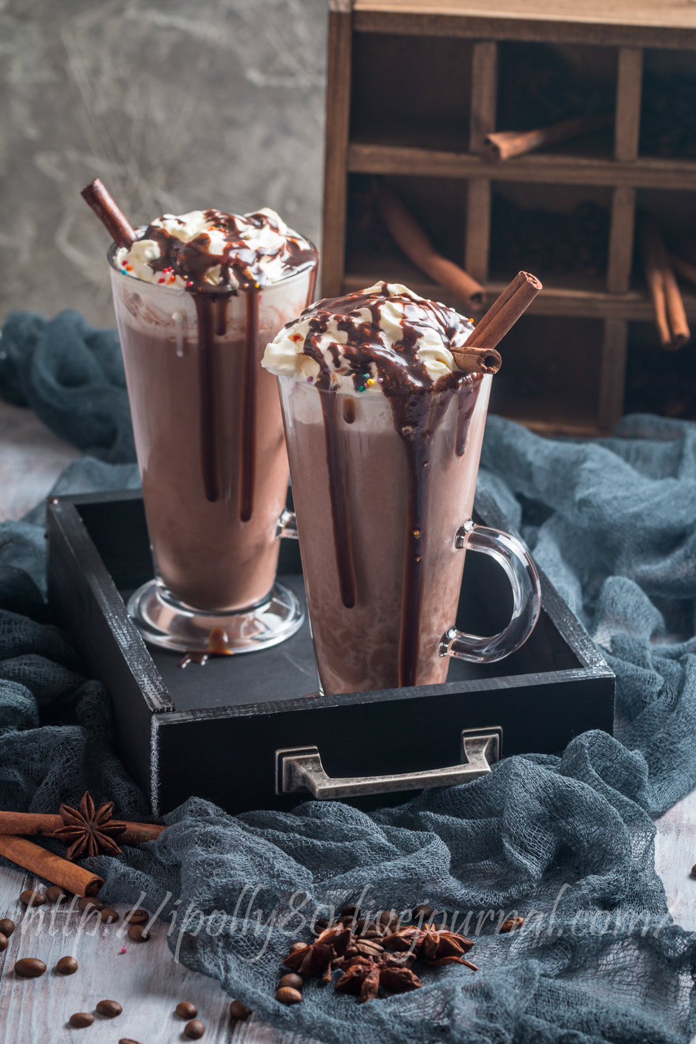 Canon EOS 70D sample photo. Ice chocolate in tall glass mugs photography