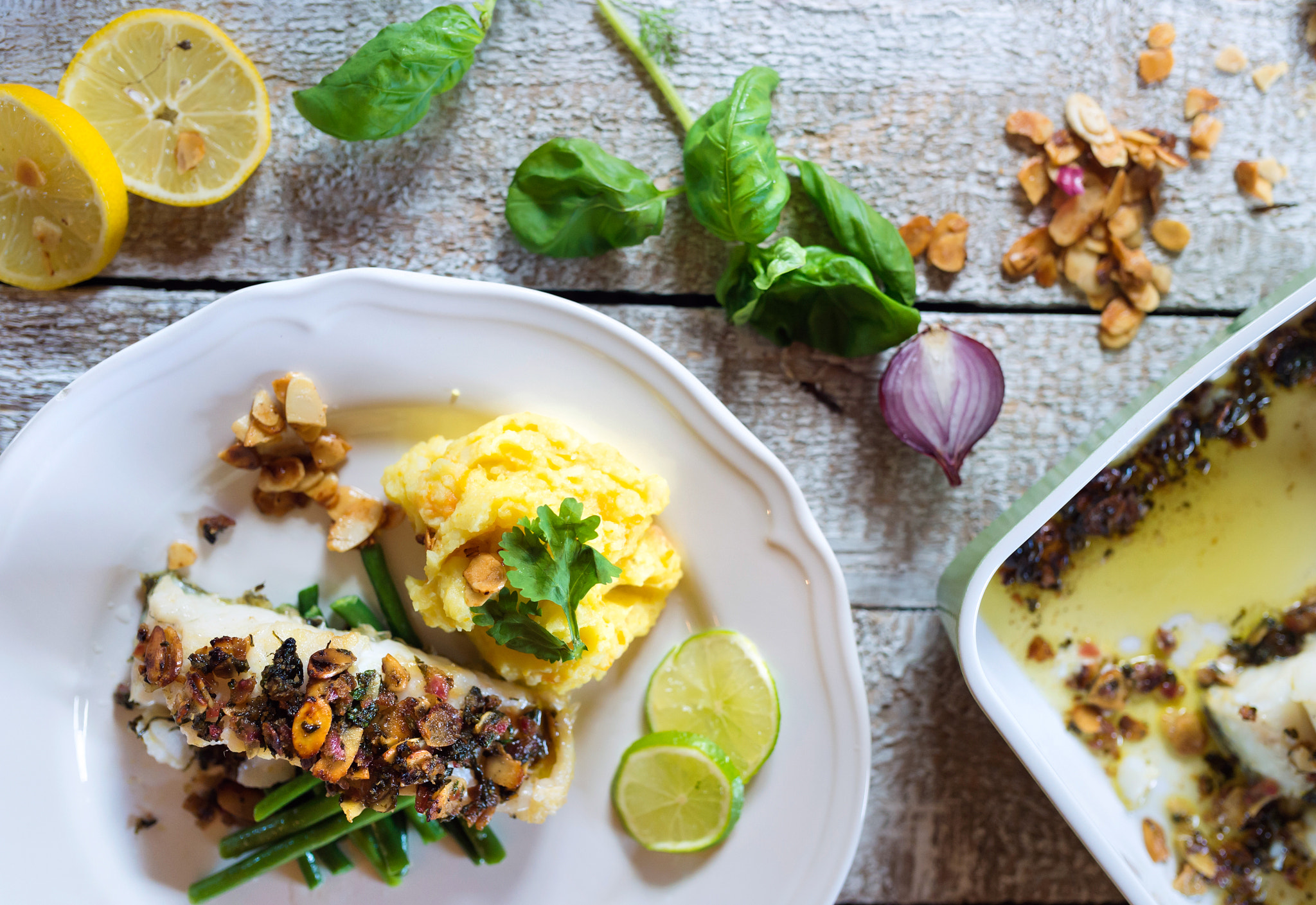 Nikon D4S + Sigma 35mm F1.4 DG HSM Art sample photo. Zander fish fillet dish on a plate on a wooden table photography