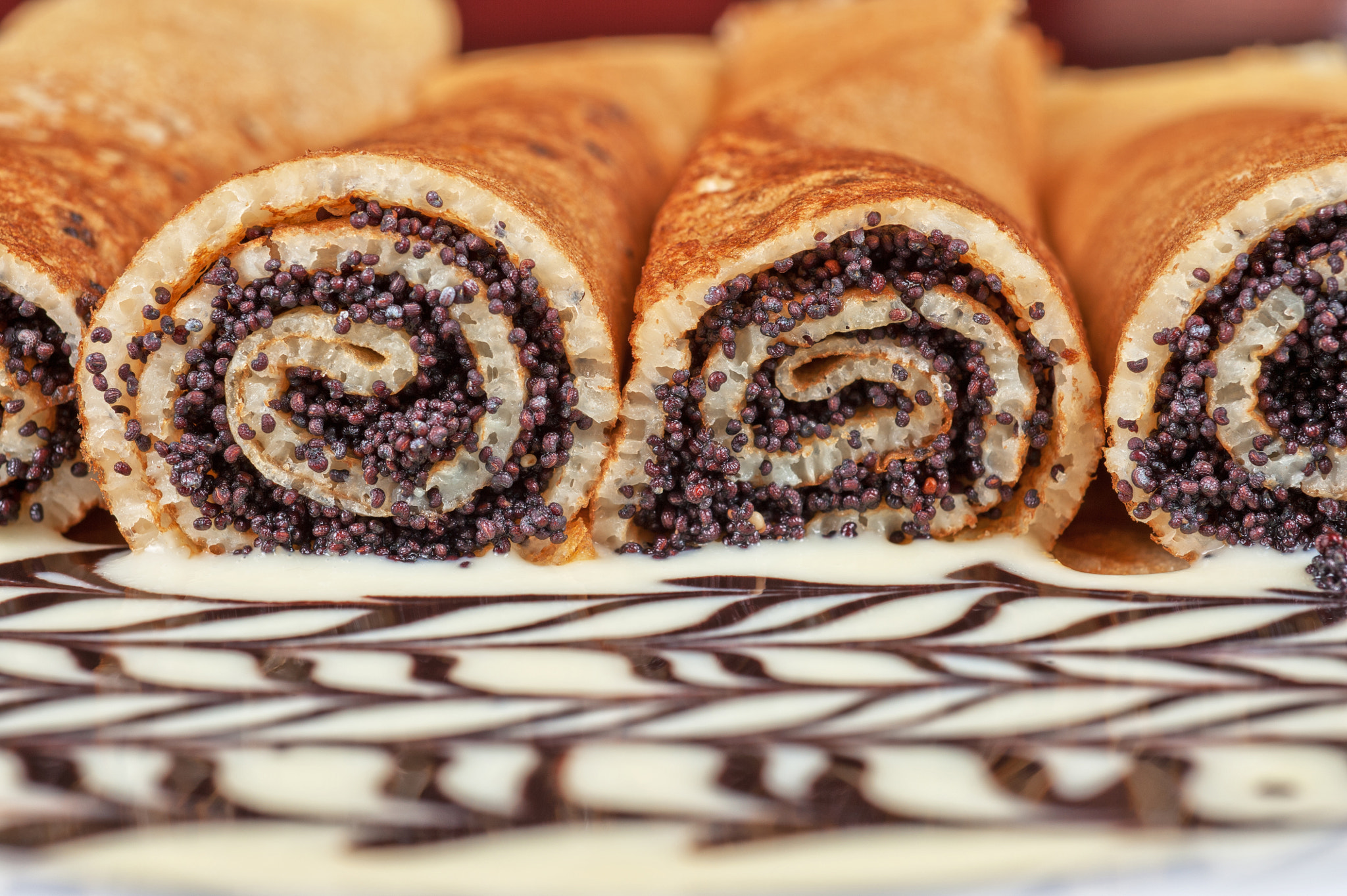 Nikon D700 + Nikon AF Micro-Nikkor 60mm F2.8D sample photo. Pancakes with poppy seeds photography