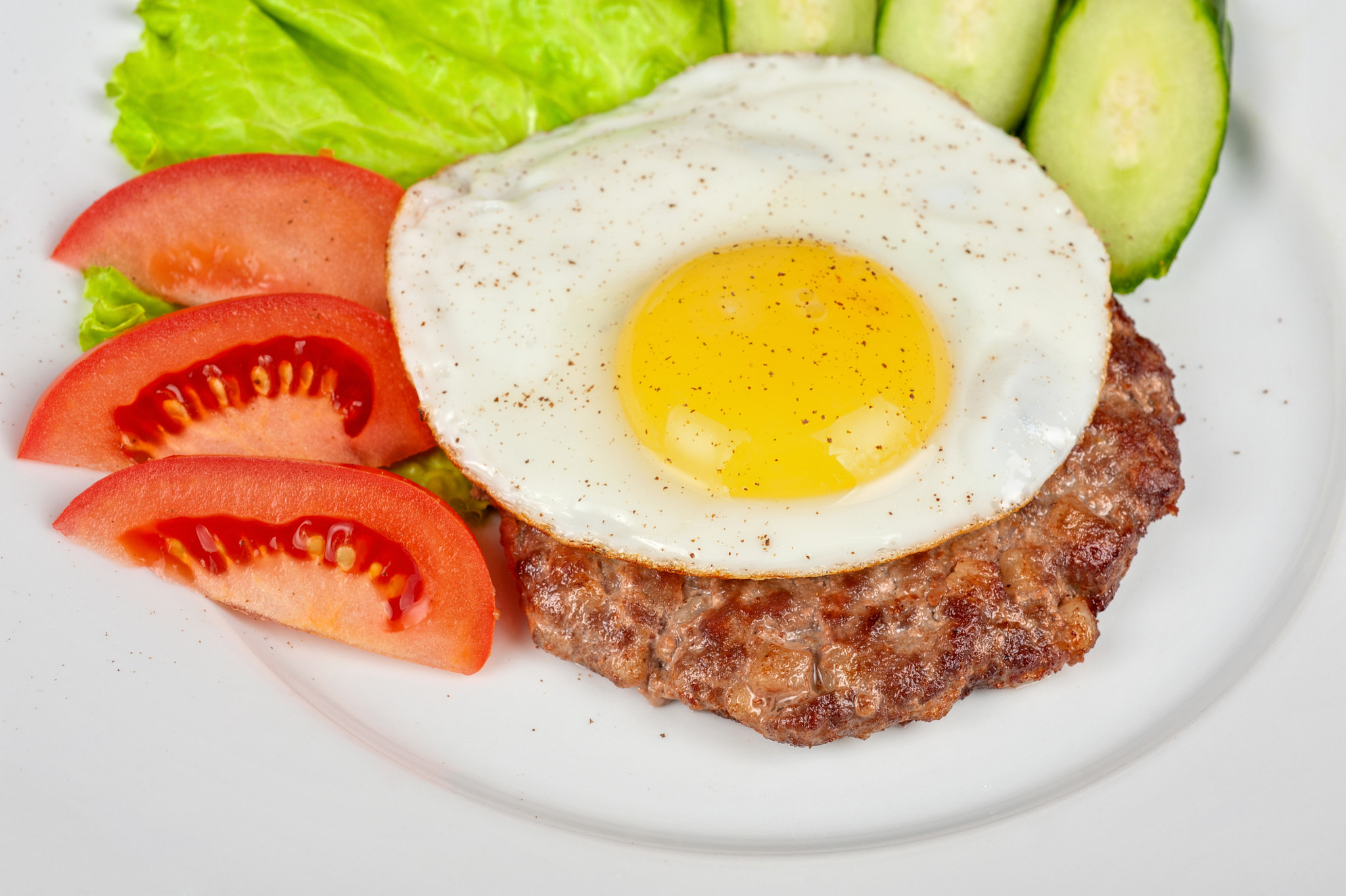 Nikon D700 + Nikon AF Micro-Nikkor 60mm F2.8D sample photo. Steak beef meat with fried egg photography