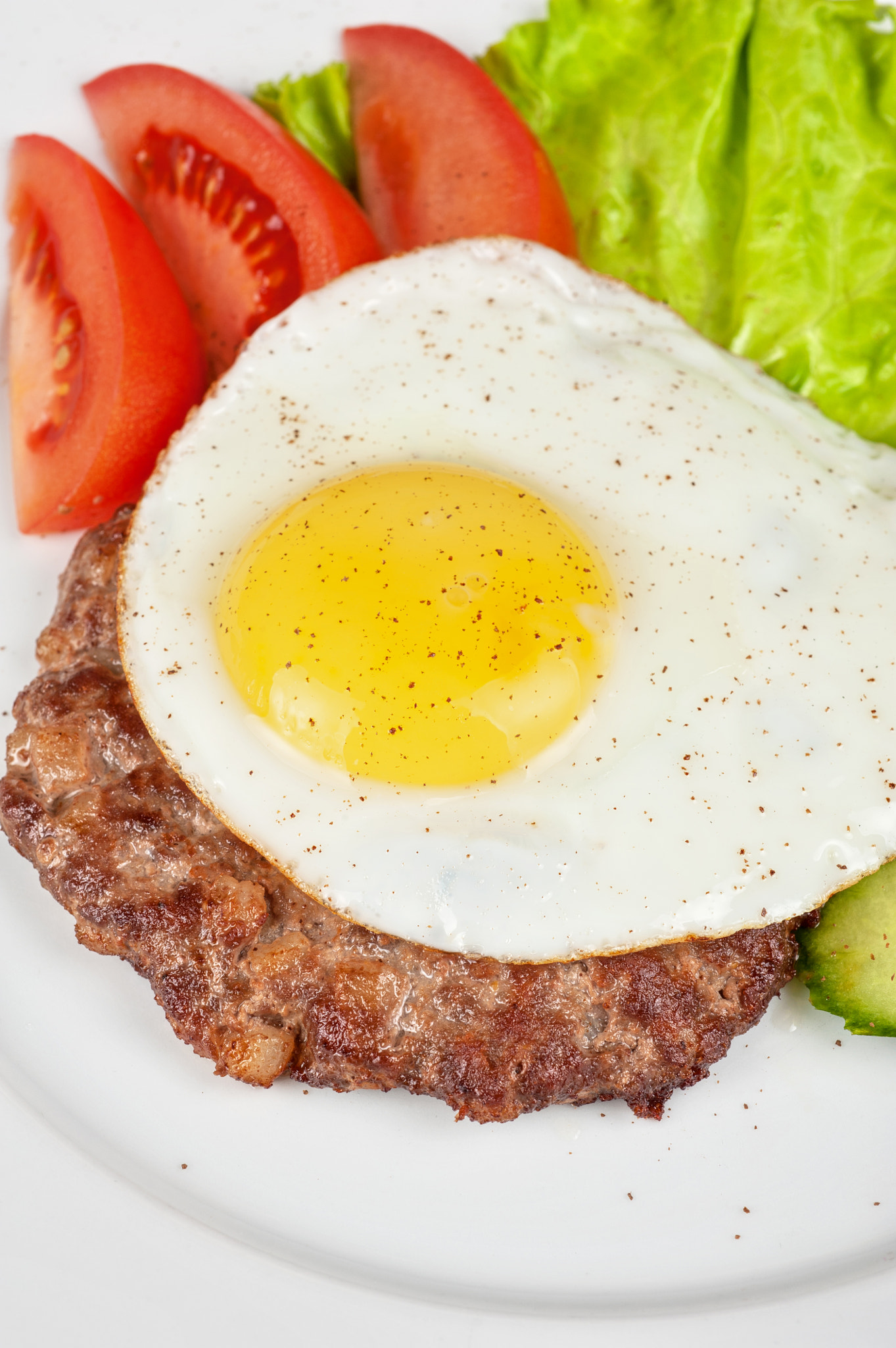 Nikon D700 + Nikon AF Micro-Nikkor 60mm F2.8D sample photo. Steak beef meat with fried egg photography