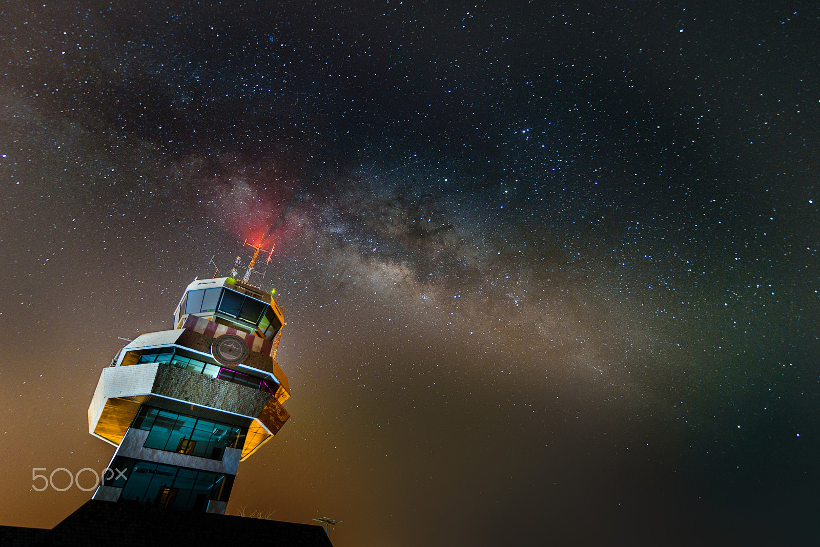 Nikon D750 sample photo. Ranong air traffic control tower in dark night photography