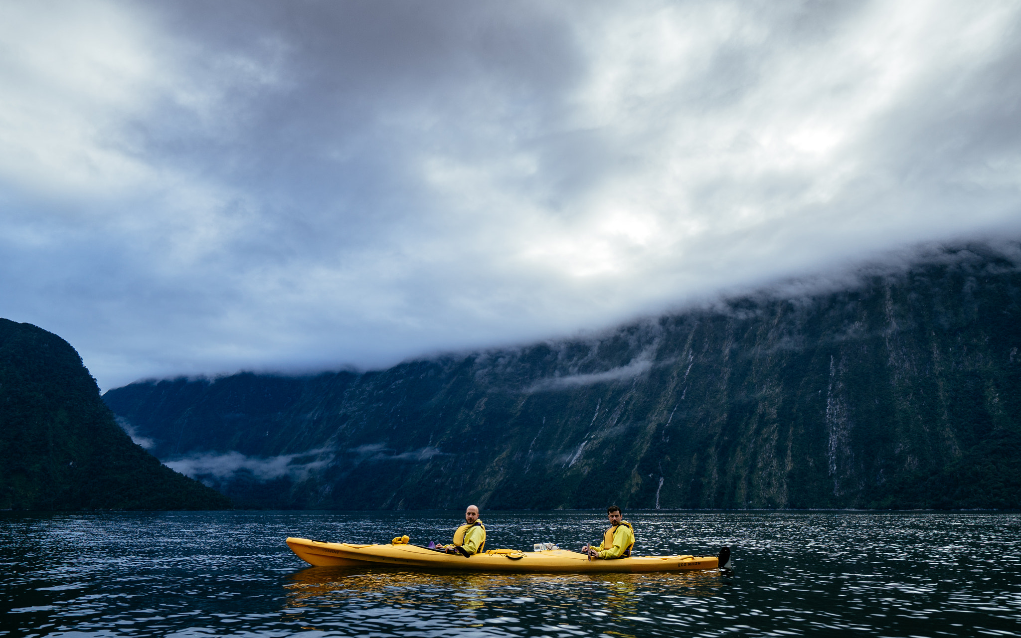 Sony a7S II + Sony Vario-Tessar T* FE 16-35mm F4 ZA OSS sample photo. Milford sound kayaking photography