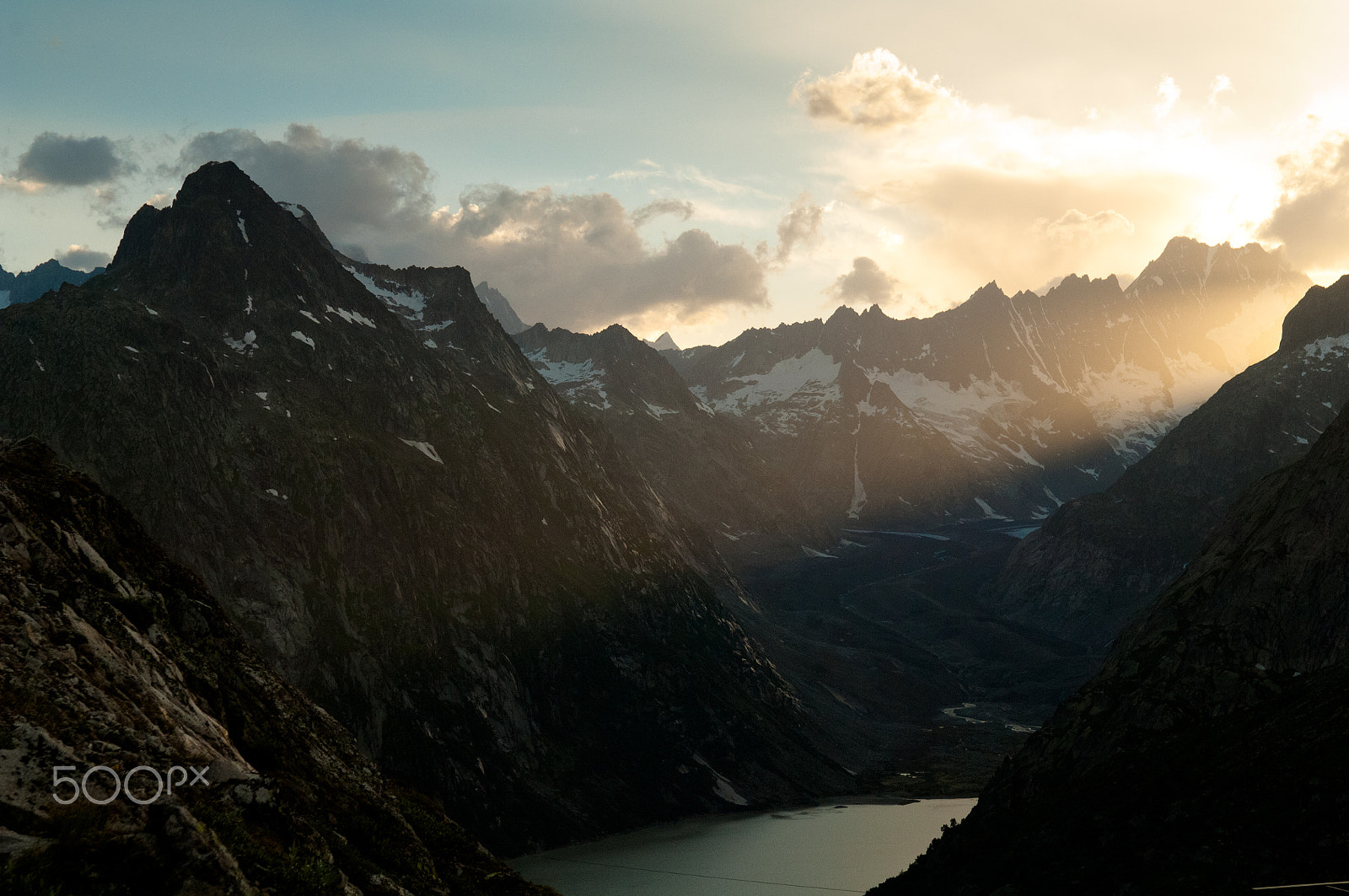 Nikon D2X sample photo. Grimselpass and lake grimselsee in the swiss alps photography