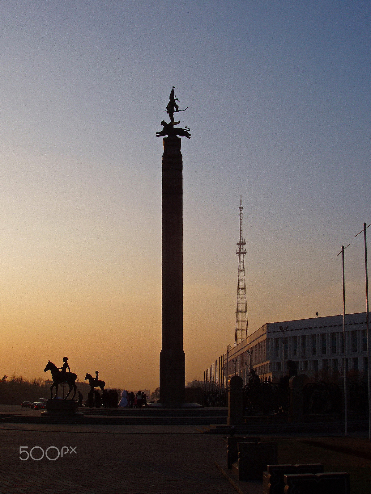 Olympus X-2,C-50Z sample photo. Sunset at republic square, almaty, kazakhstan. photography