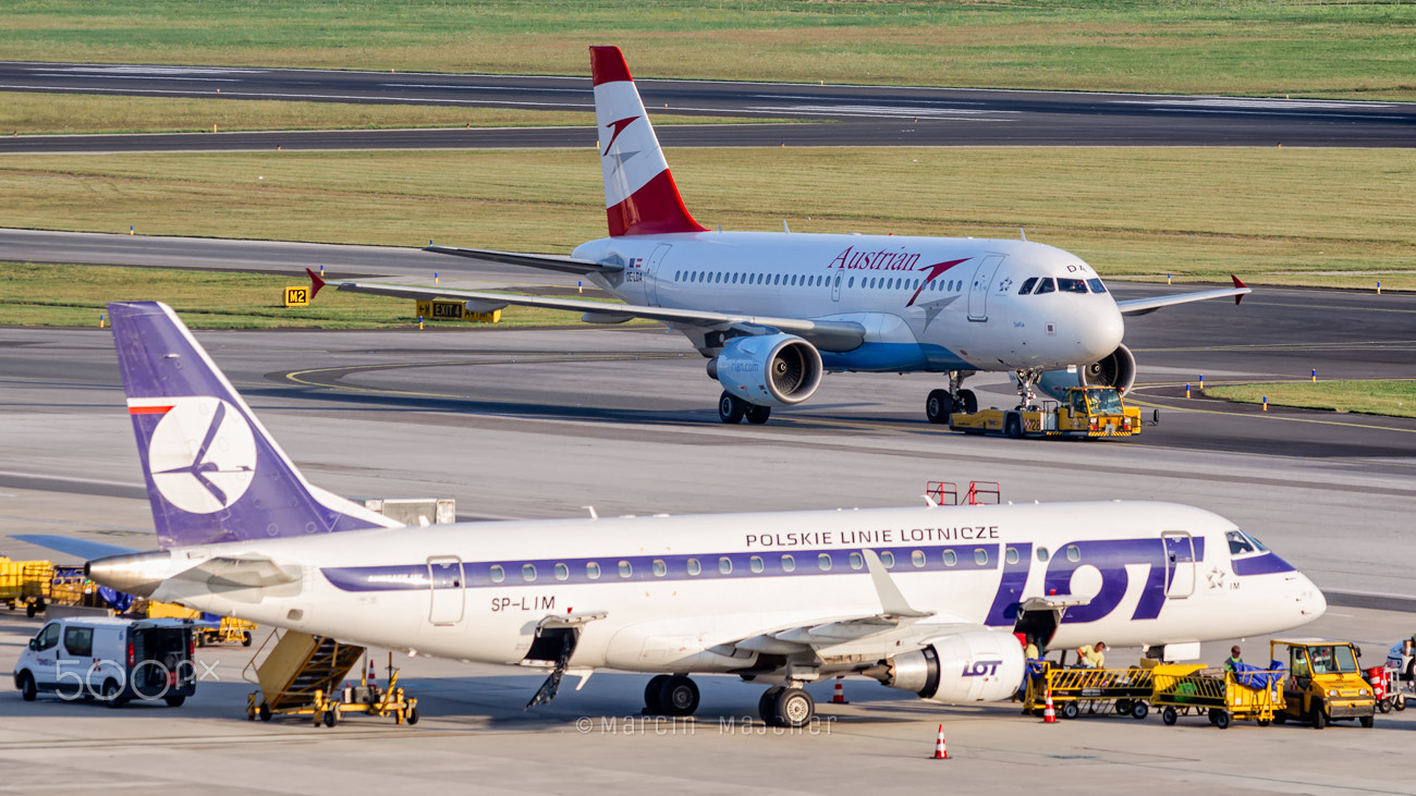 Nikon D90 + Nikon AF-S Nikkor 300mm F4D ED-IF sample photo. Vie/loww airport overview, taxiway and apron photography