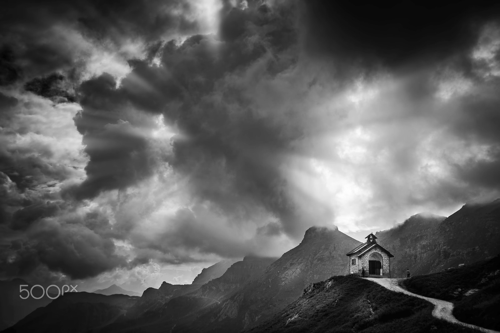 Canon EOS 5D Mark II sample photo. Dolomites mountain view - mountain chapel photography