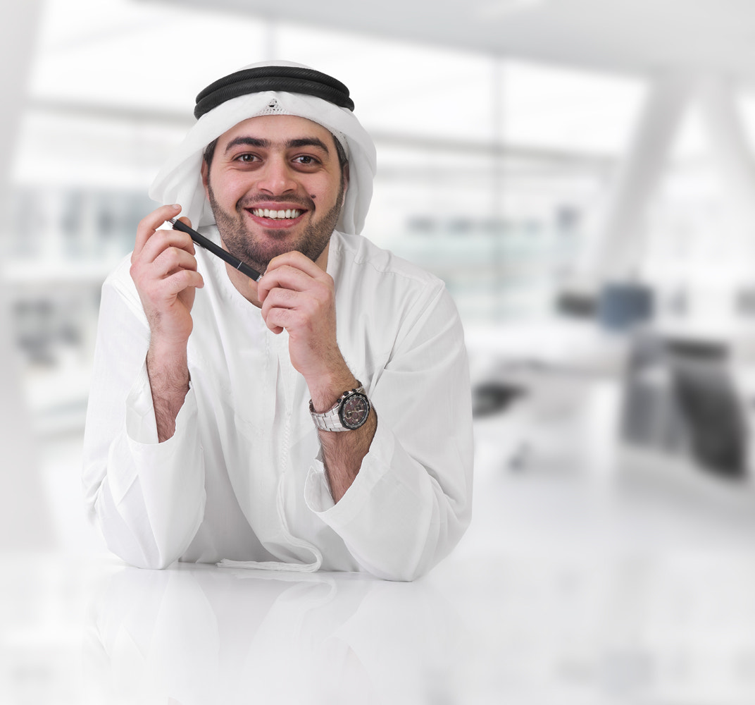 arabian businessman working in his office