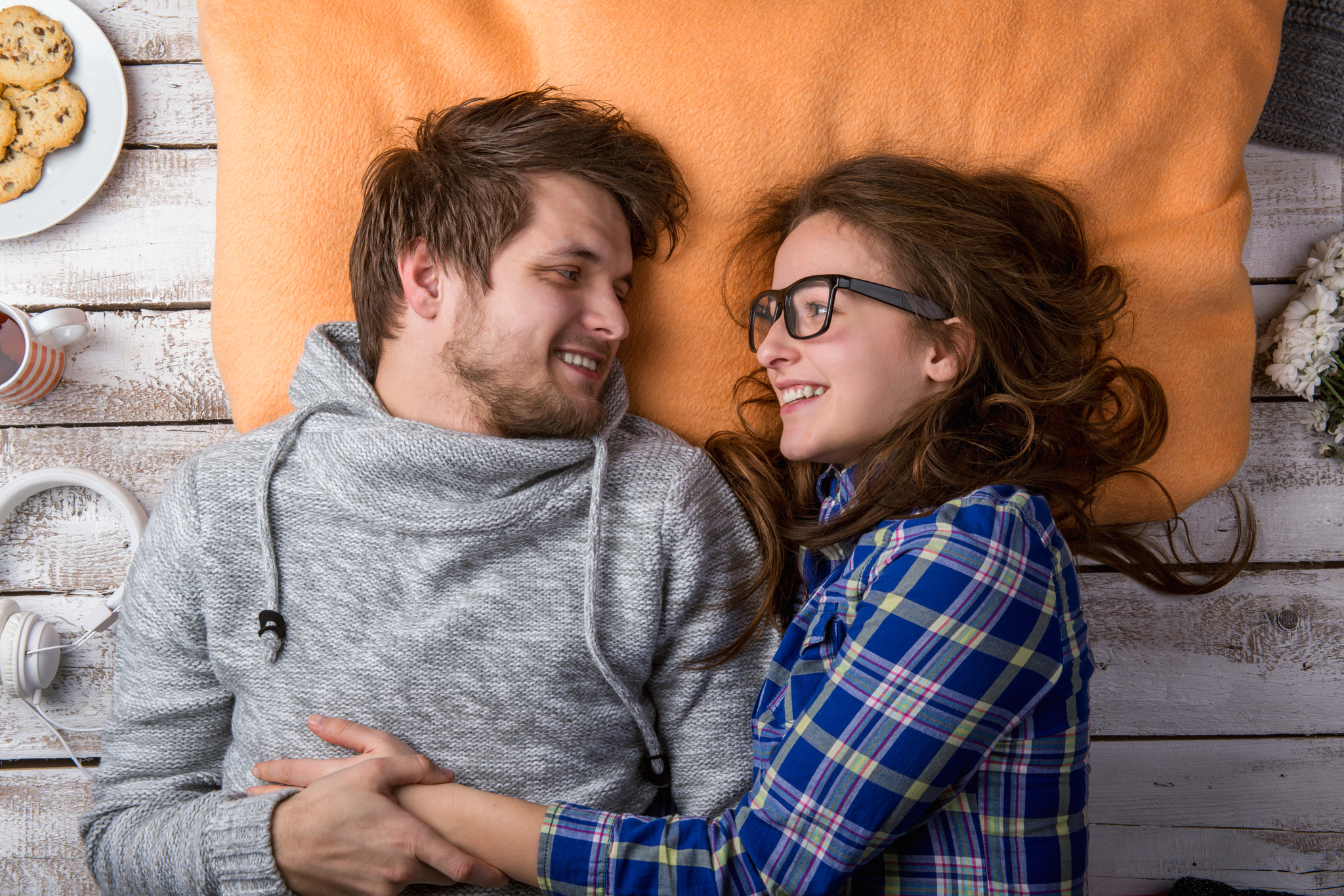 Couple in love. Studio shot.