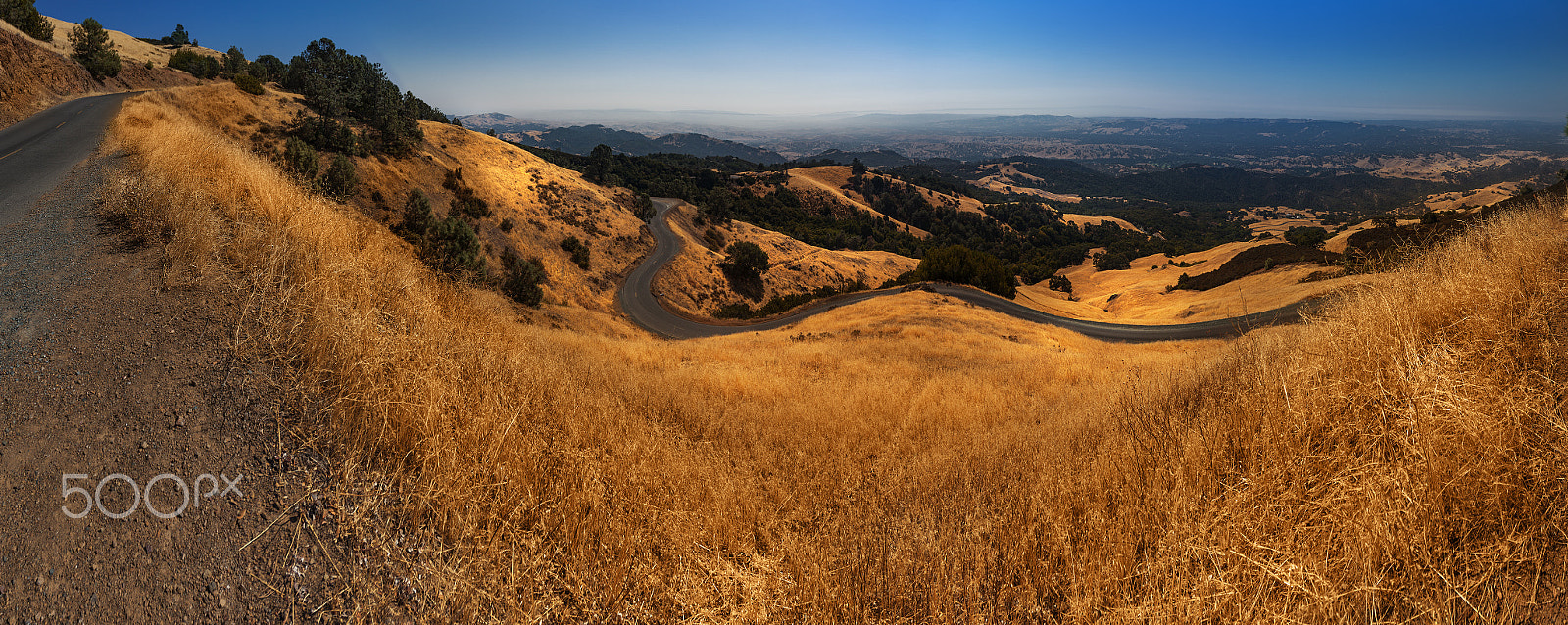 Canon EOS-1D Mark III + Canon EF 17-40mm F4L USM sample photo. Panoramic view of californian highlands and a mountain road. mount diablo at the san francisco... photography