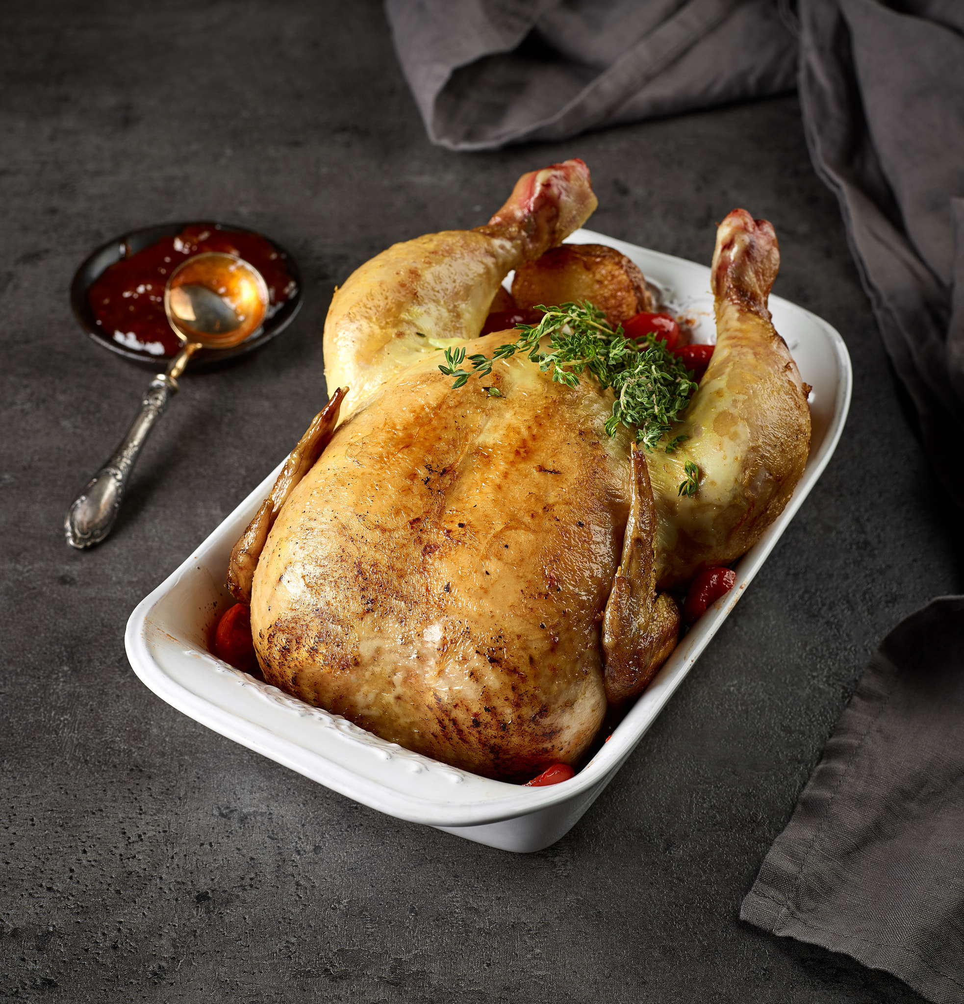 Phase One P65+ sample photo. Whole roasted chicken photography