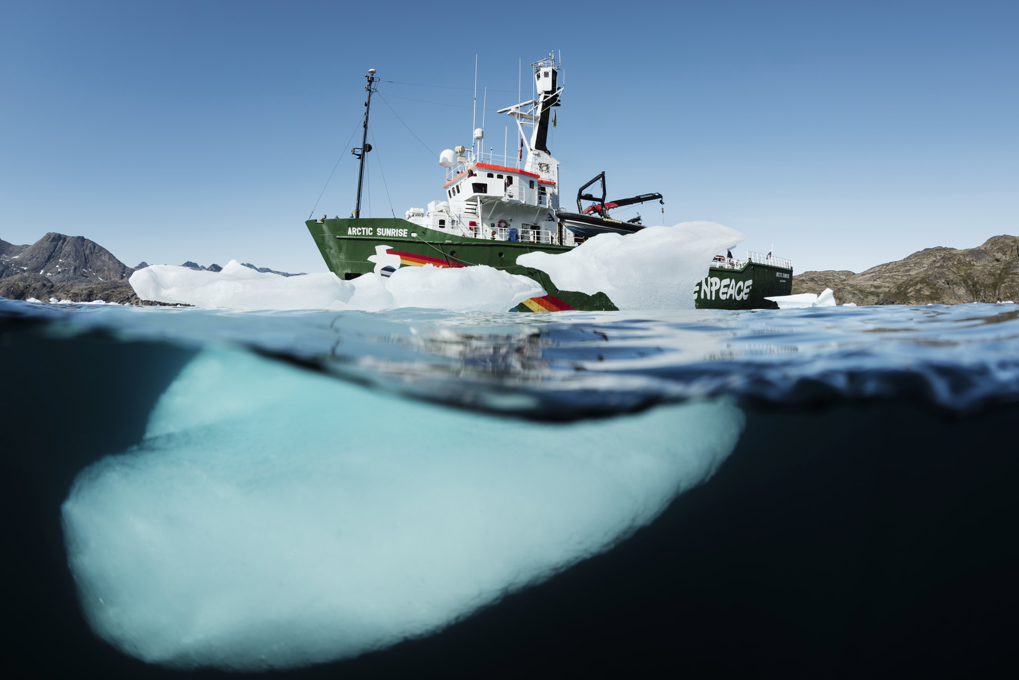 Nikon D810 + Sigma 15mm F2.8 EX DG Diagonal Fisheye sample photo. Greenpeace ship the arctic sunrise, on the east coast of greenland photography