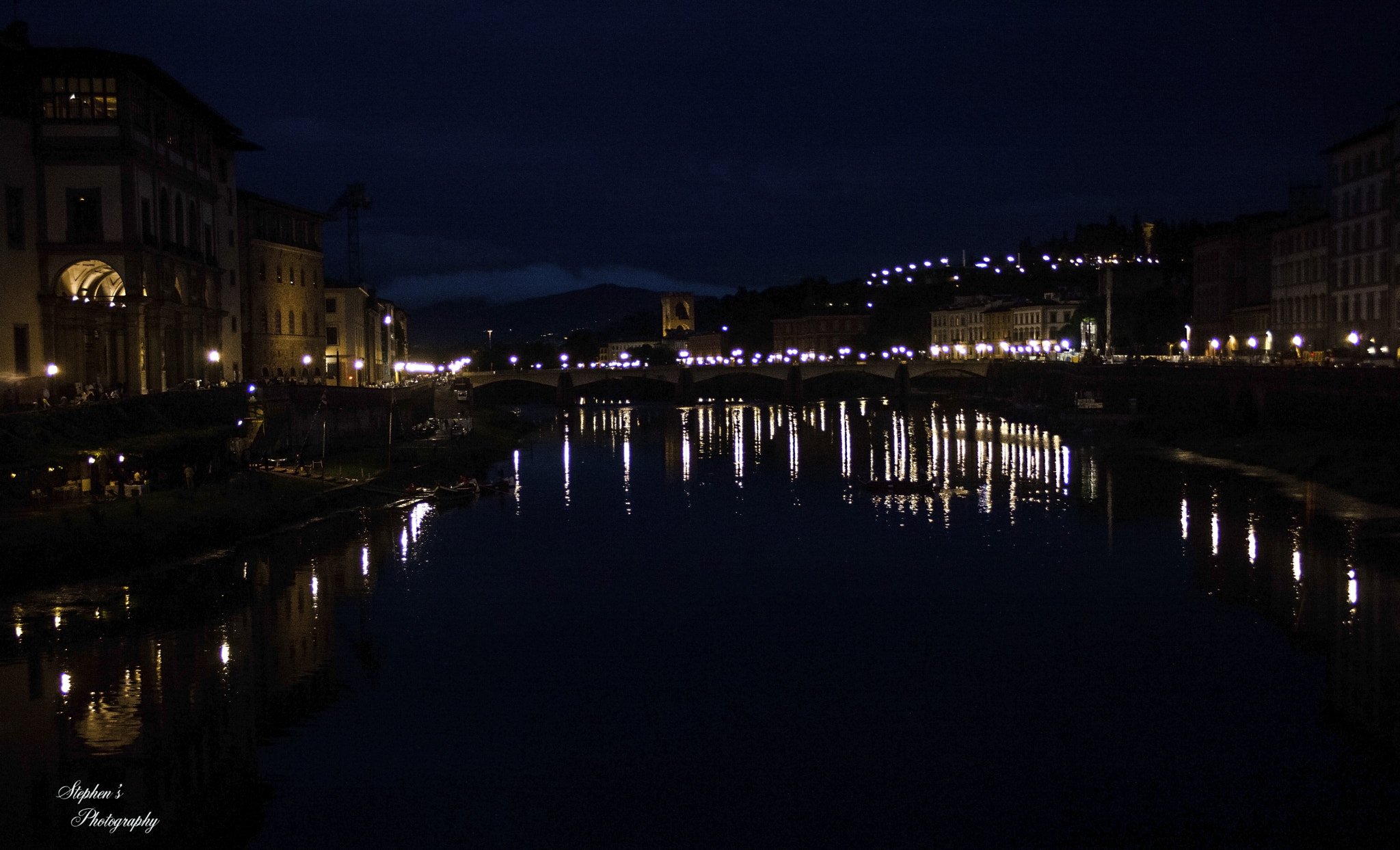 Canon EF 28-90mm f/4-5.6 sample photo. The river arno by night photography