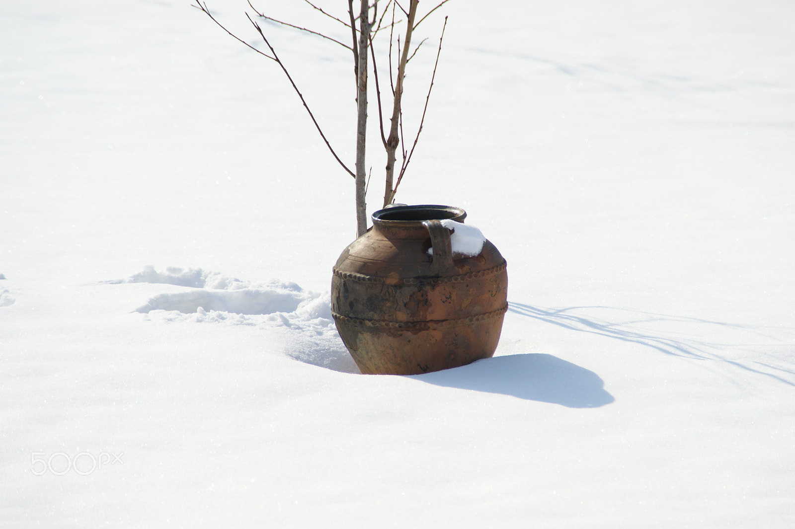 Sony Alpha DSLR-A350 + Sony DT 18-200mm F3.5-6.3 sample photo. A pot in the snow photography