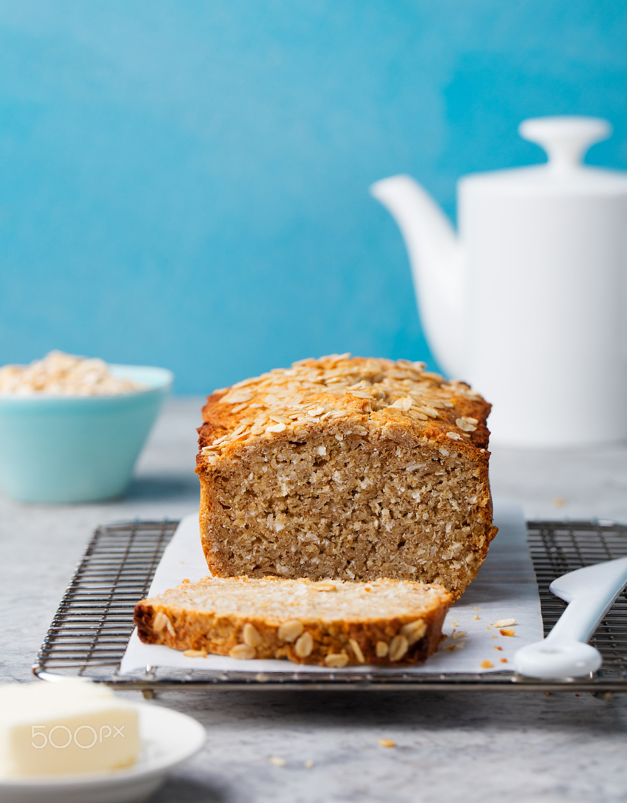 Canon EOS 5DS sample photo. Healthy vegan oat and coconut loaf bread, cake photography