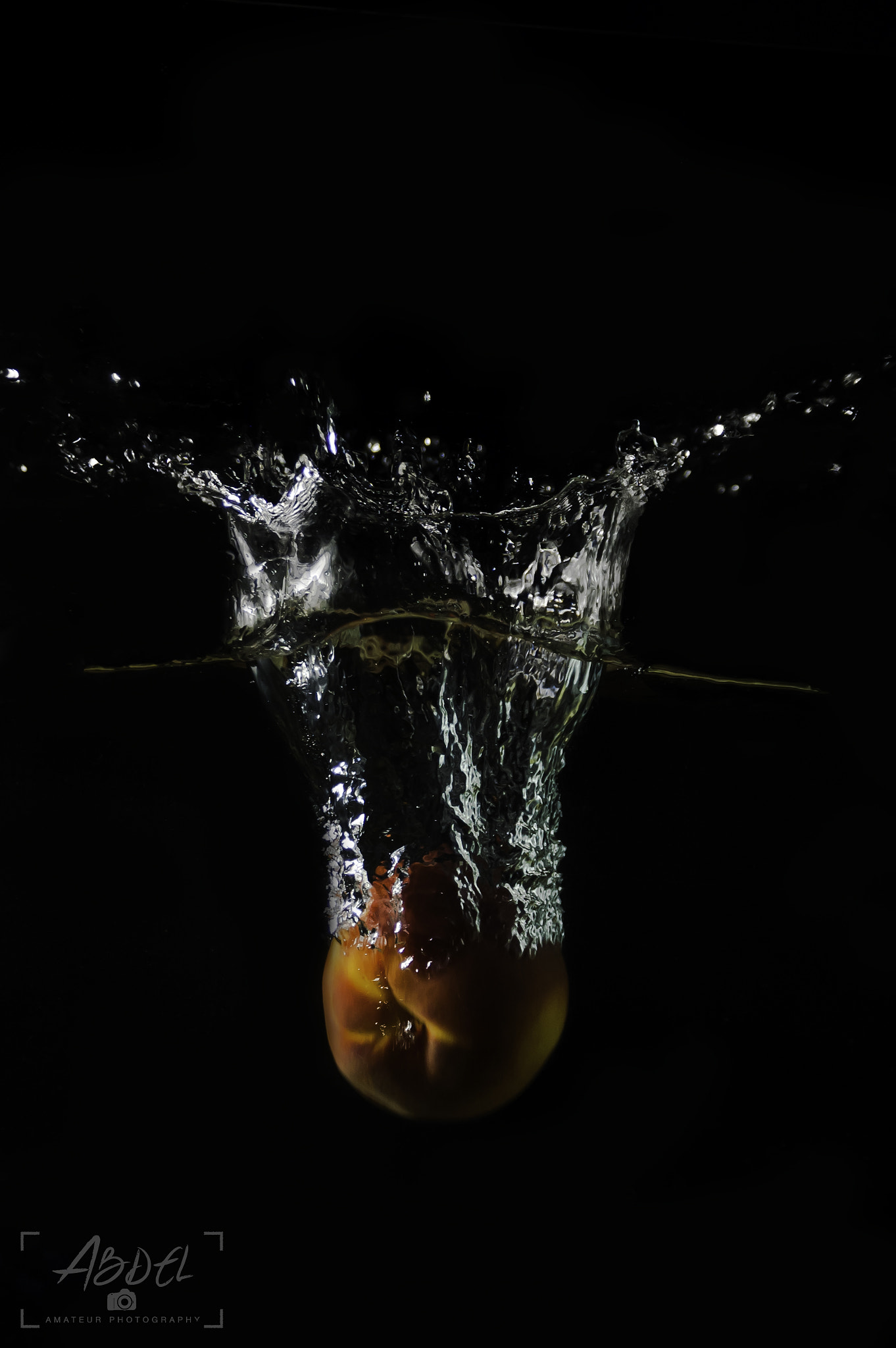 Nikon D50 sample photo. A peach floating in water photography