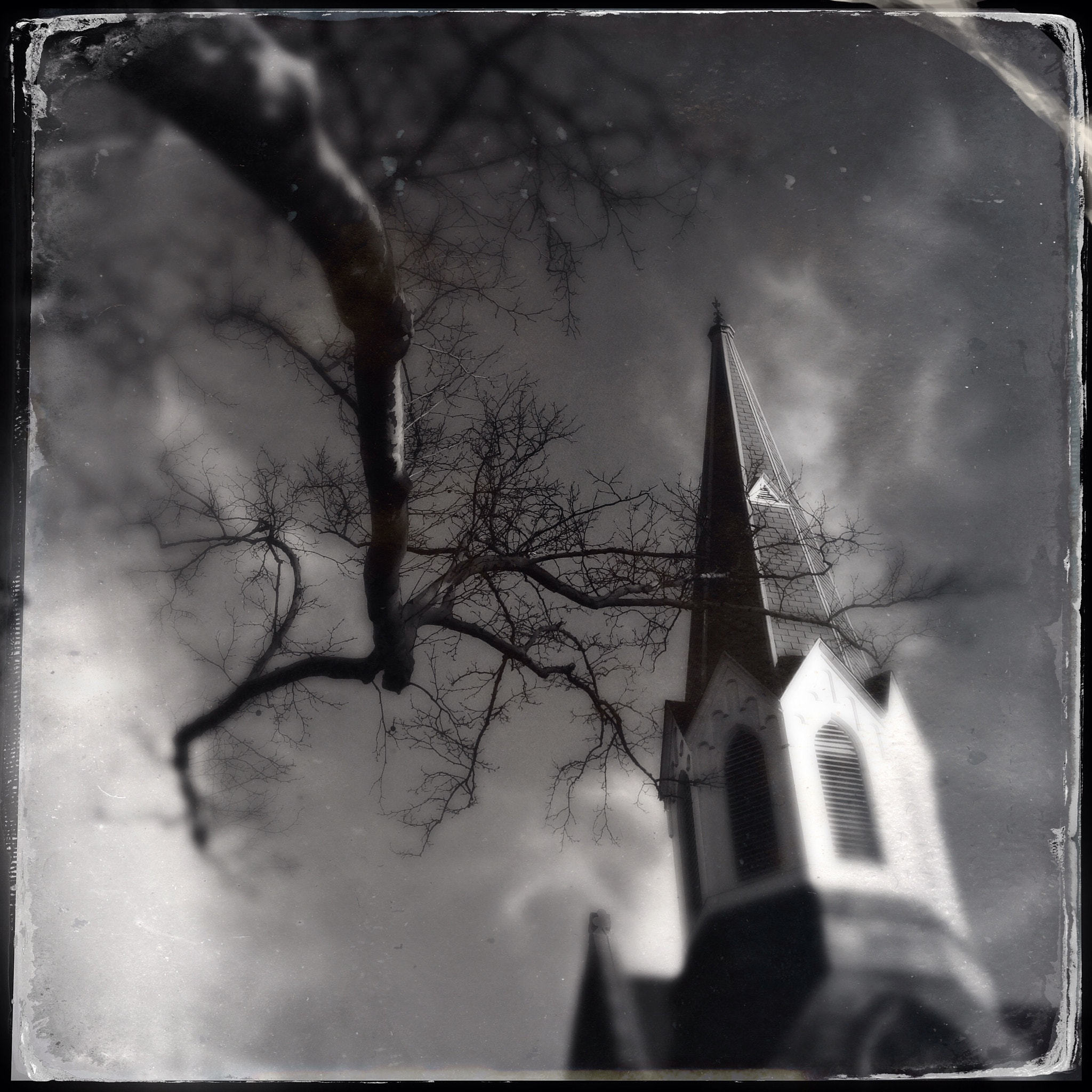 Hipstamatic 273 sample photo. Winter/spring tree & steeple. sewickley pennsylvania photography