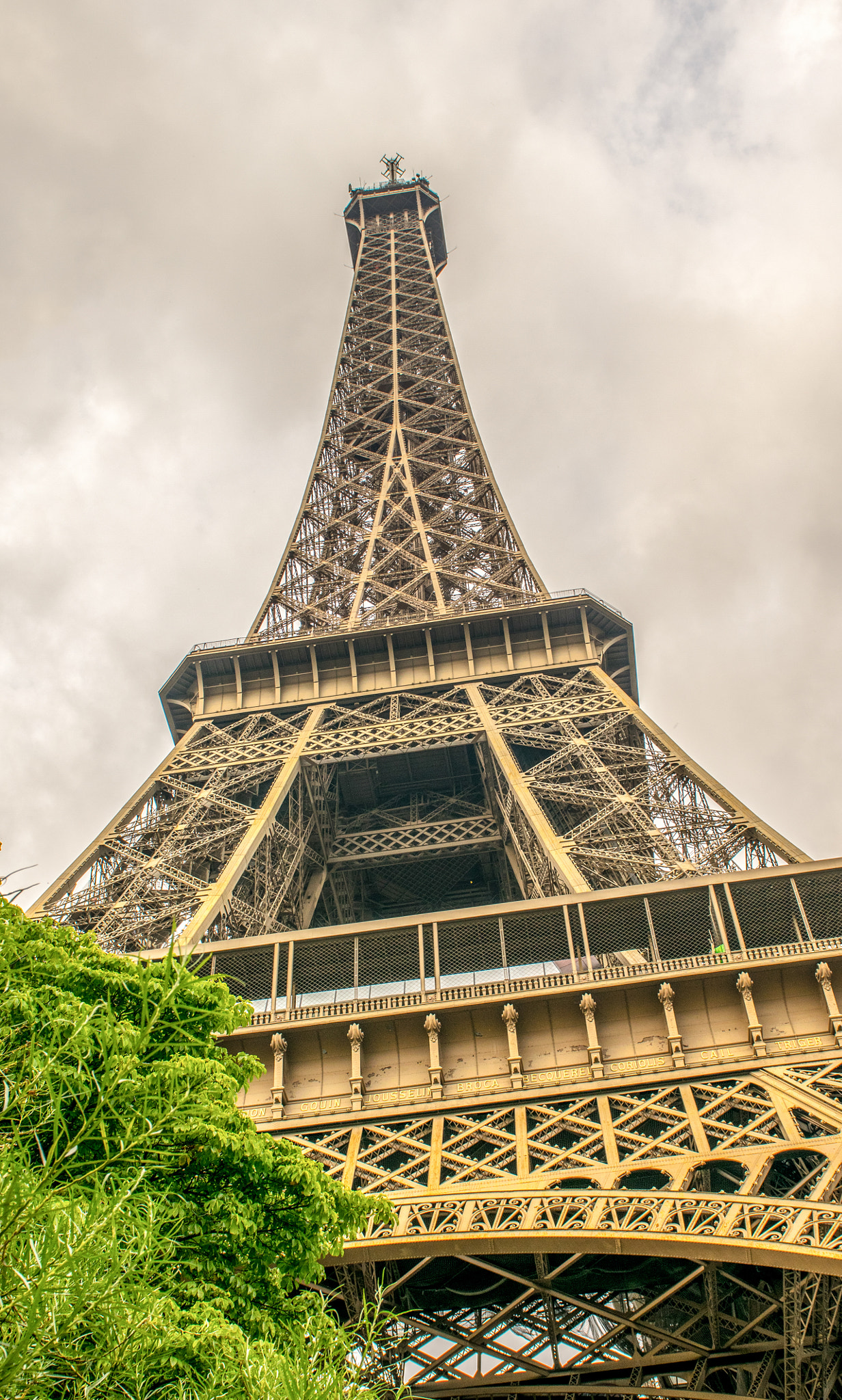 Nikon AF-S Nikkor 24-70mm F2.8G ED sample photo. Paris. eiffel tower with summer trees on a cloudy sky photography
