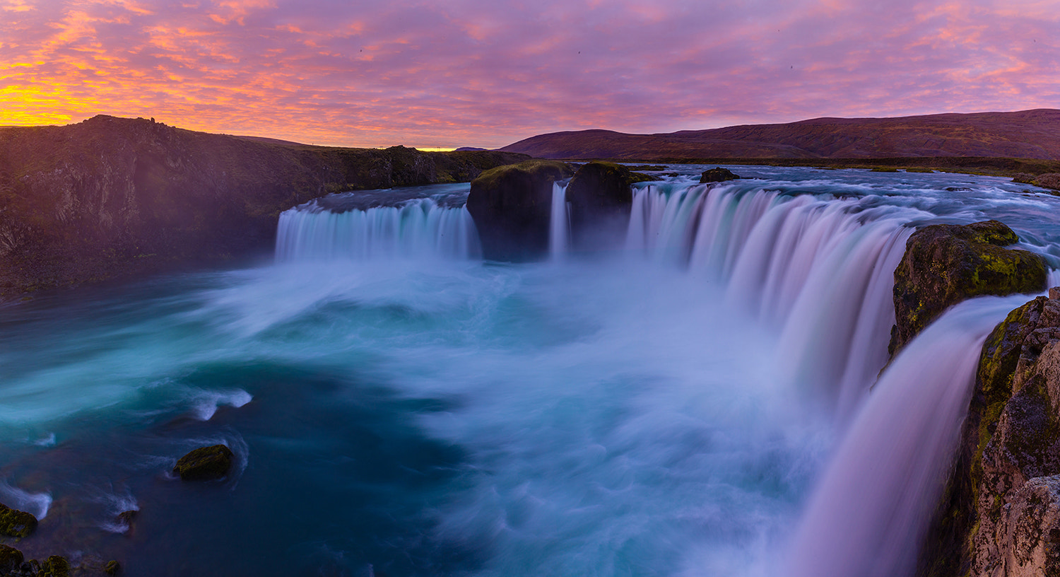 Phase One IQ260 sample photo. Fire could over godafoss, iceland. photography