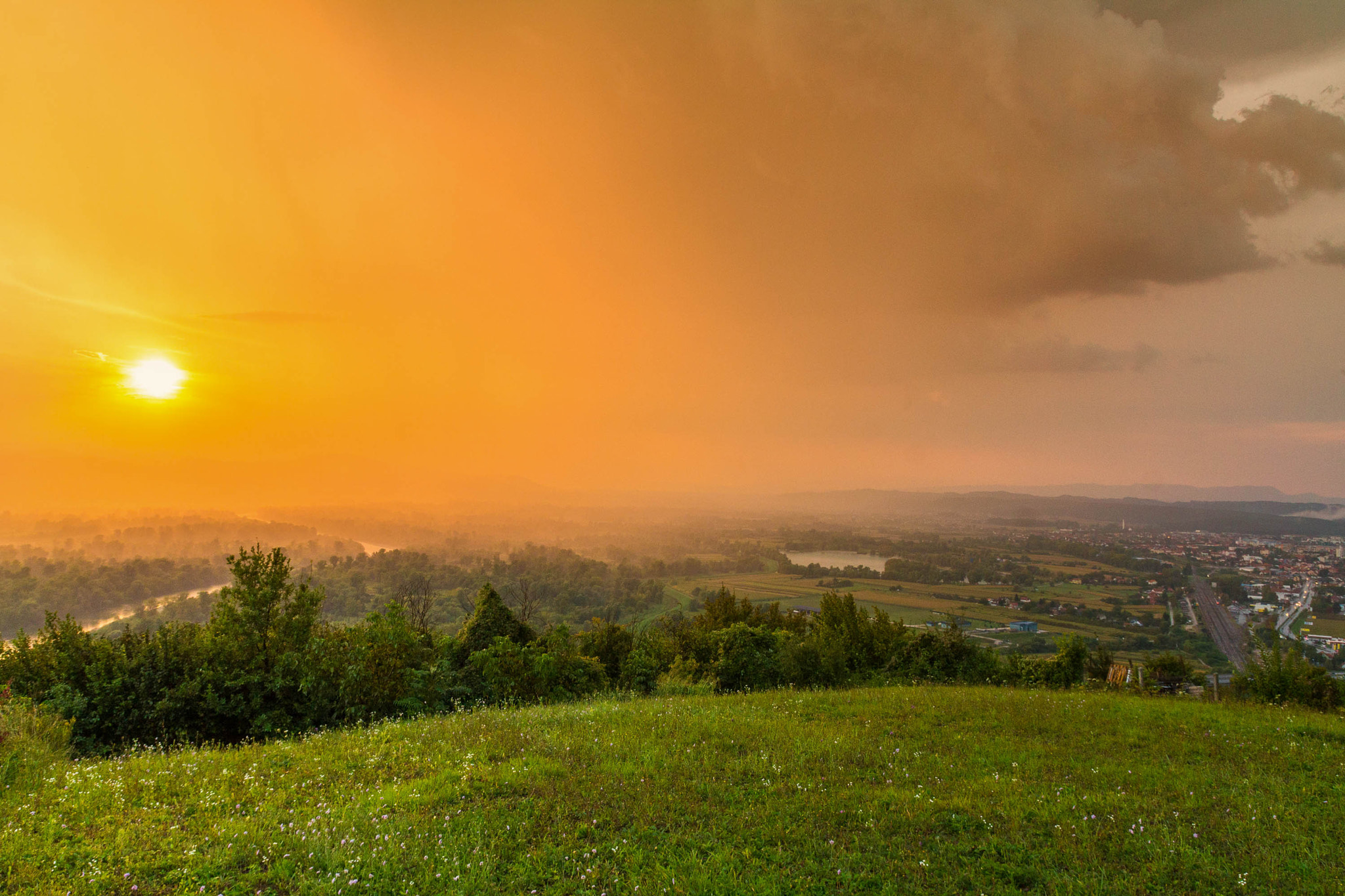 Canon EF-S 17-55mm F2.8 IS USM sample photo. Rainy sunset over samobor city photography