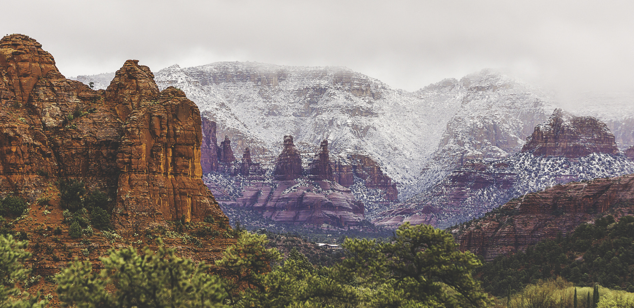 Tamron SP AF 70-200mm F2.8 Di LD (IF) MACRO sample photo. Snow over the red rocks of sedona photography