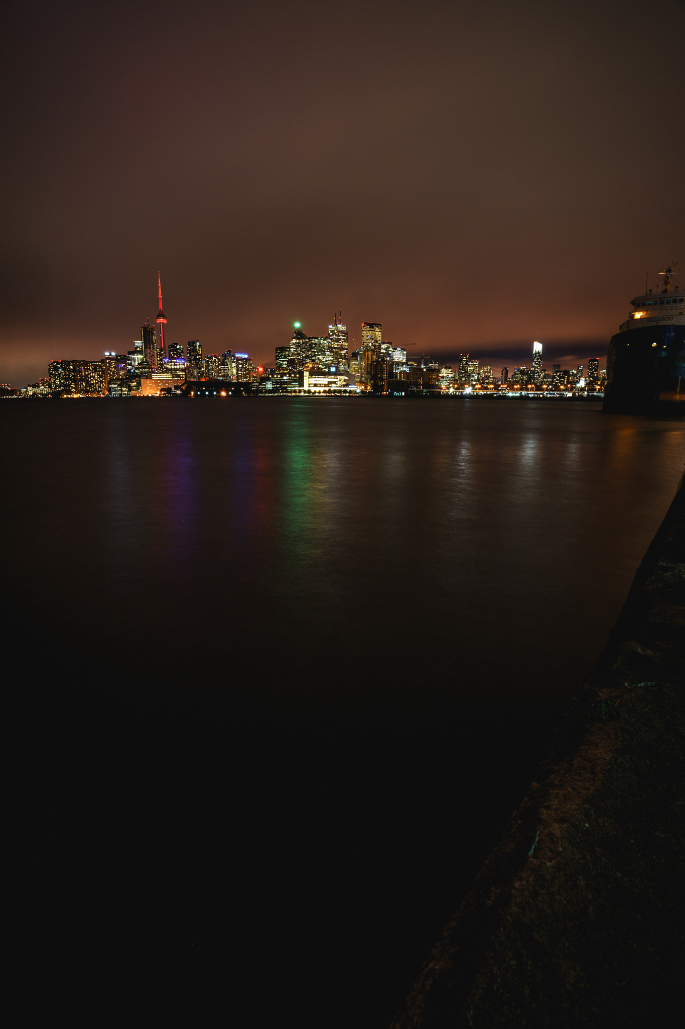 Sony a7 II + Canon EF 17-40mm F4L USM sample photo. Toronto skyline at night photography