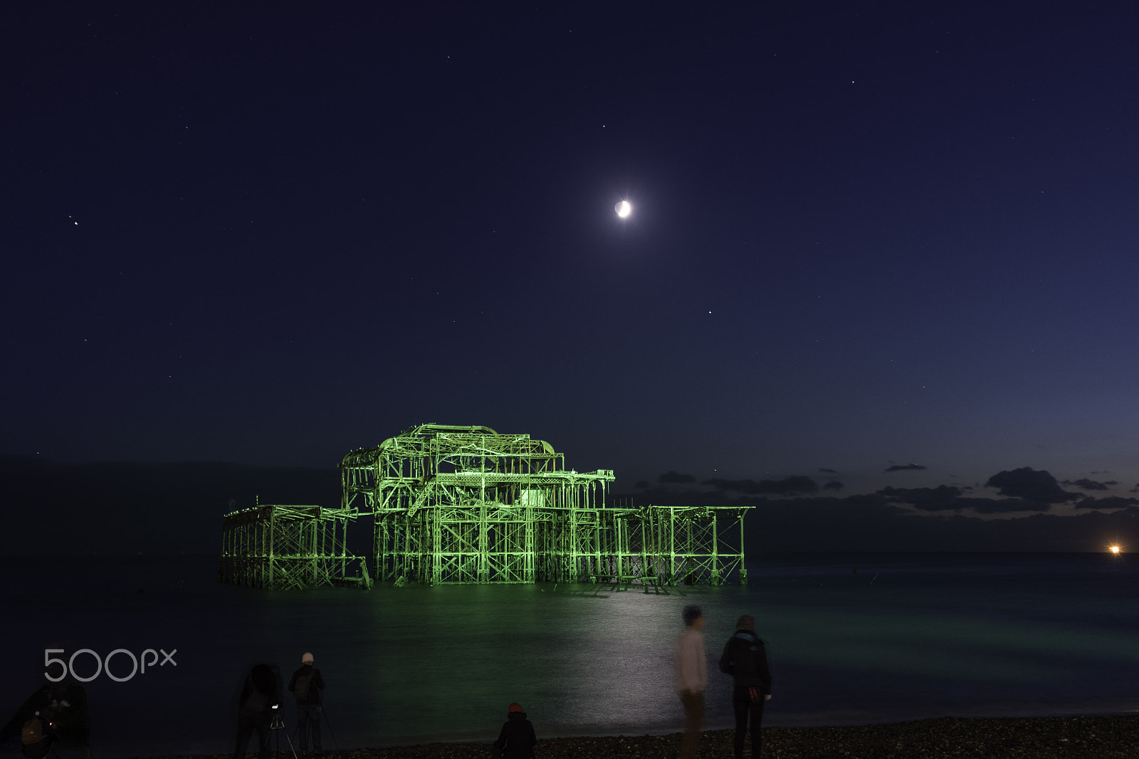Nikon D500 sample photo. West pier remains under night sky photography