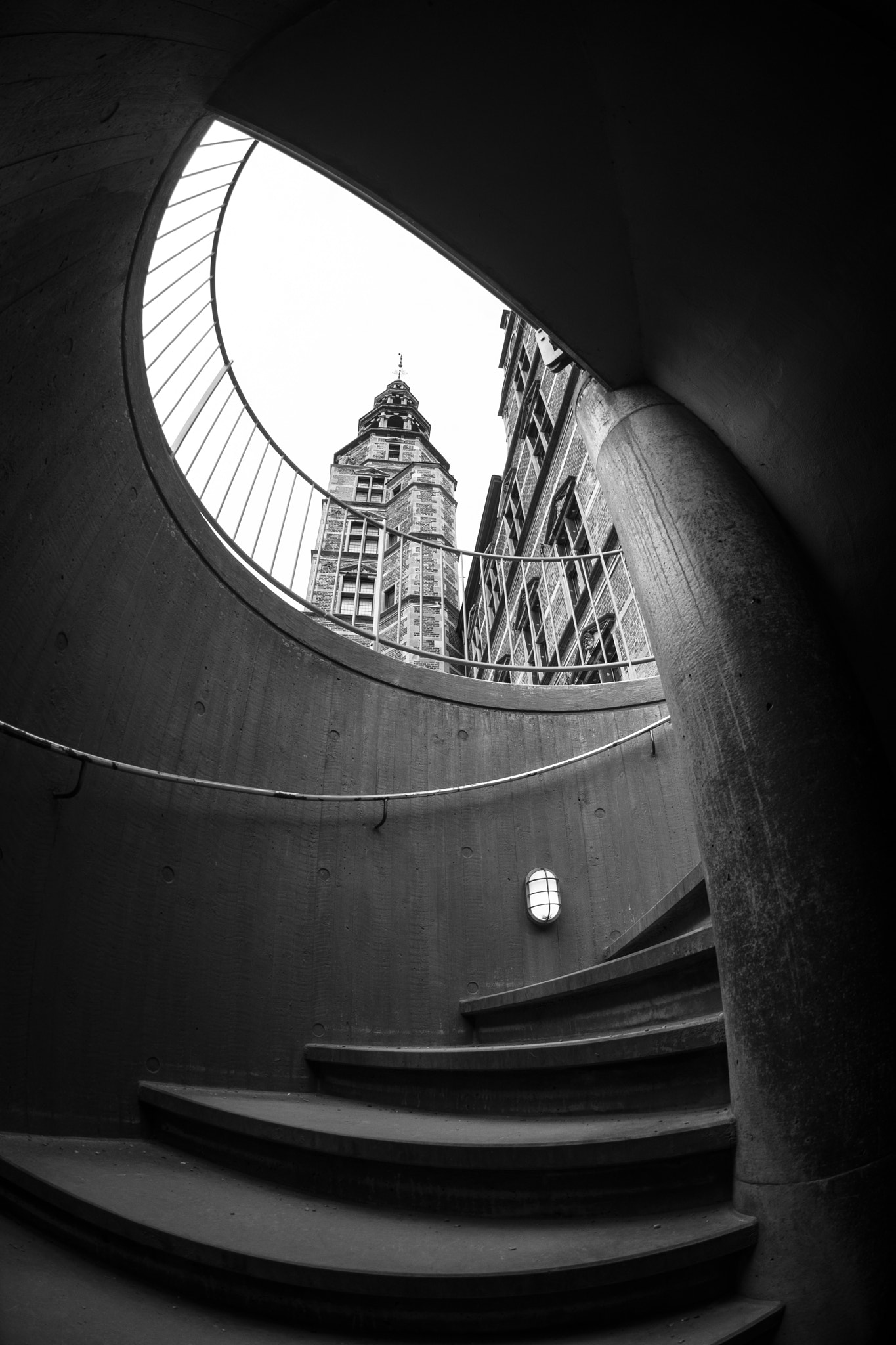 Nikon AF DX Fisheye-Nikkor 10.5mm F2.8G ED sample photo. Stairway photography